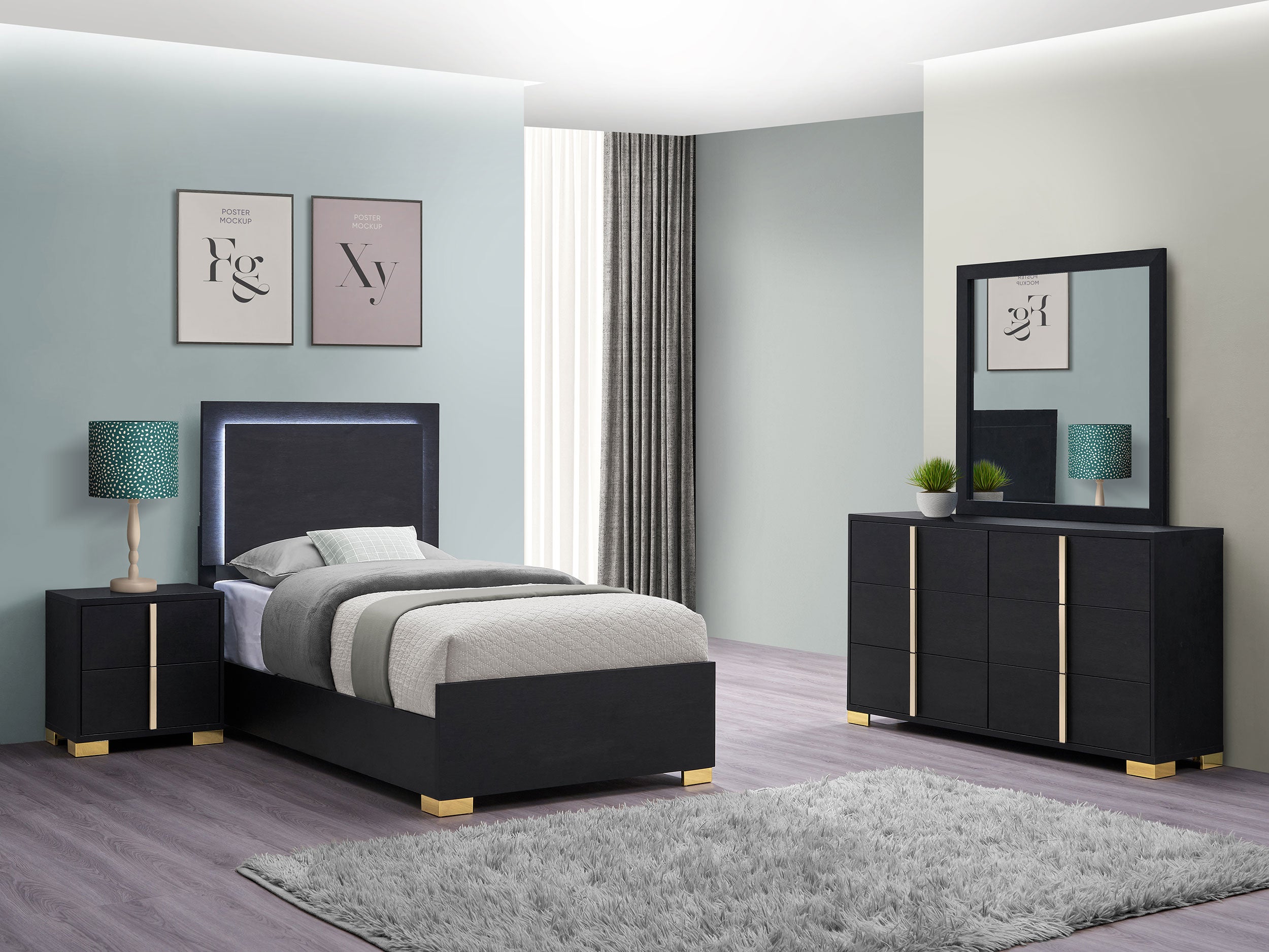 Marceline 4-piece Twin Bedroom Set Black — view 1