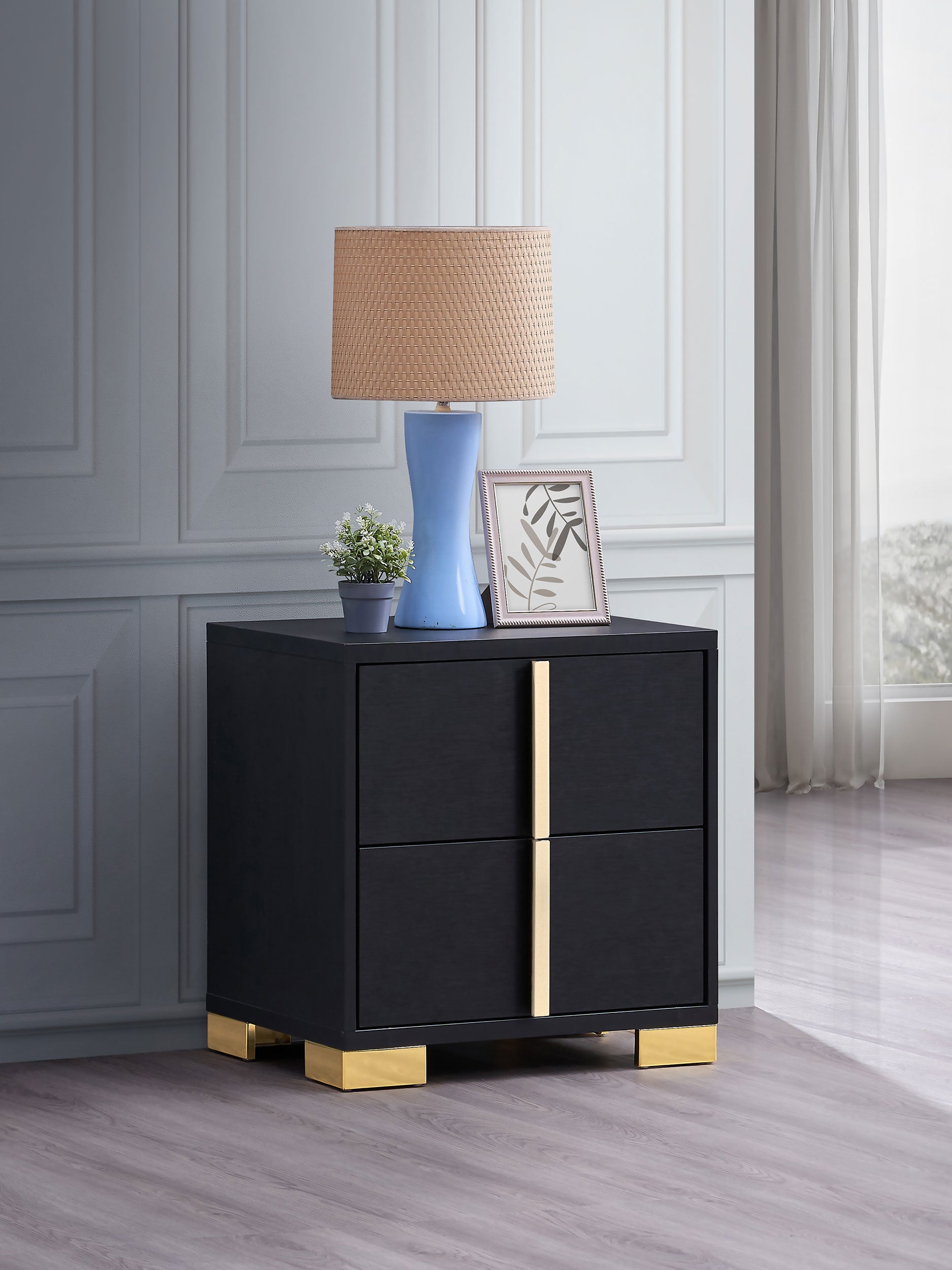 Marceline 2-drawer Nightstand Black — view 2