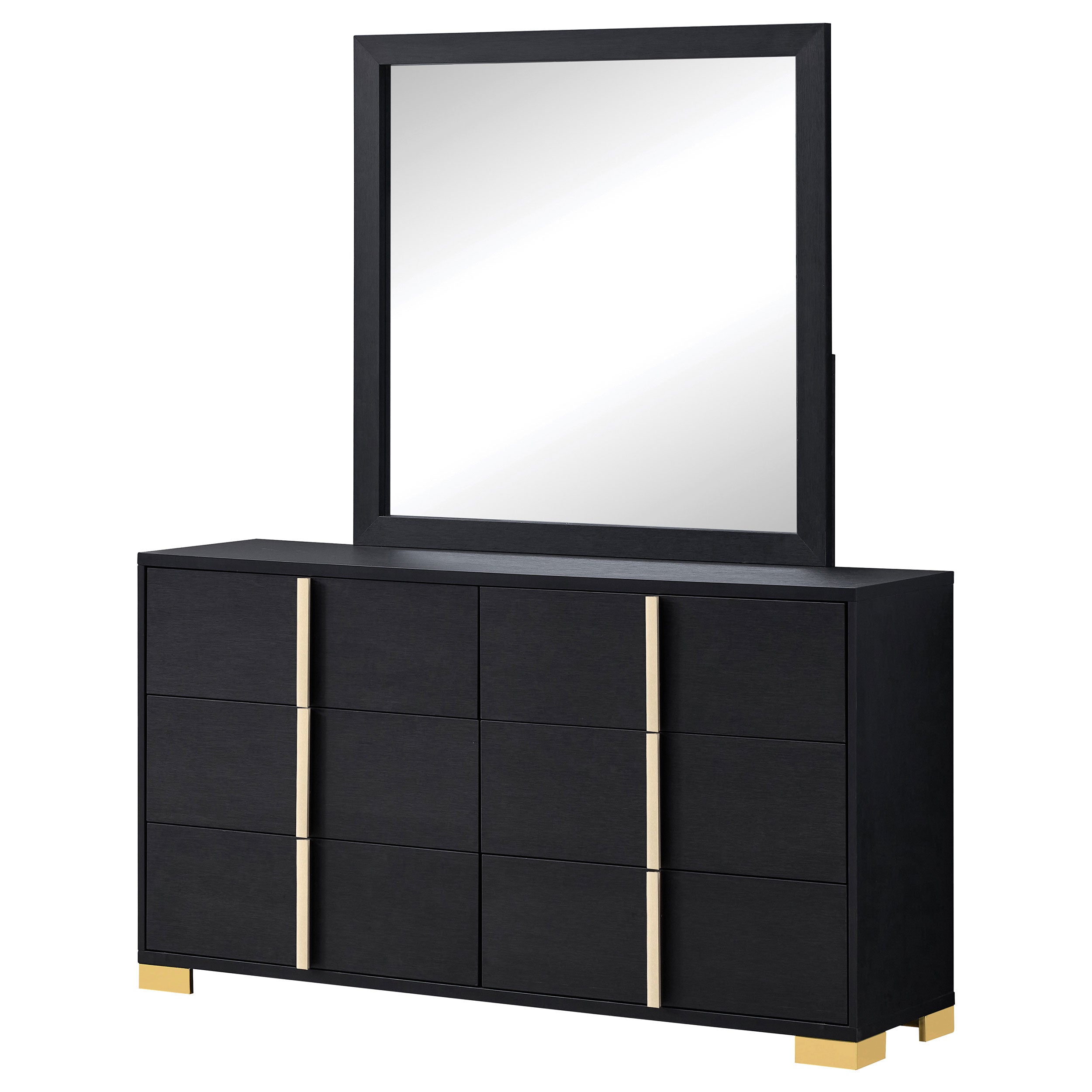 Marceline 6-drawer Dresser with Mirror Black — view 4