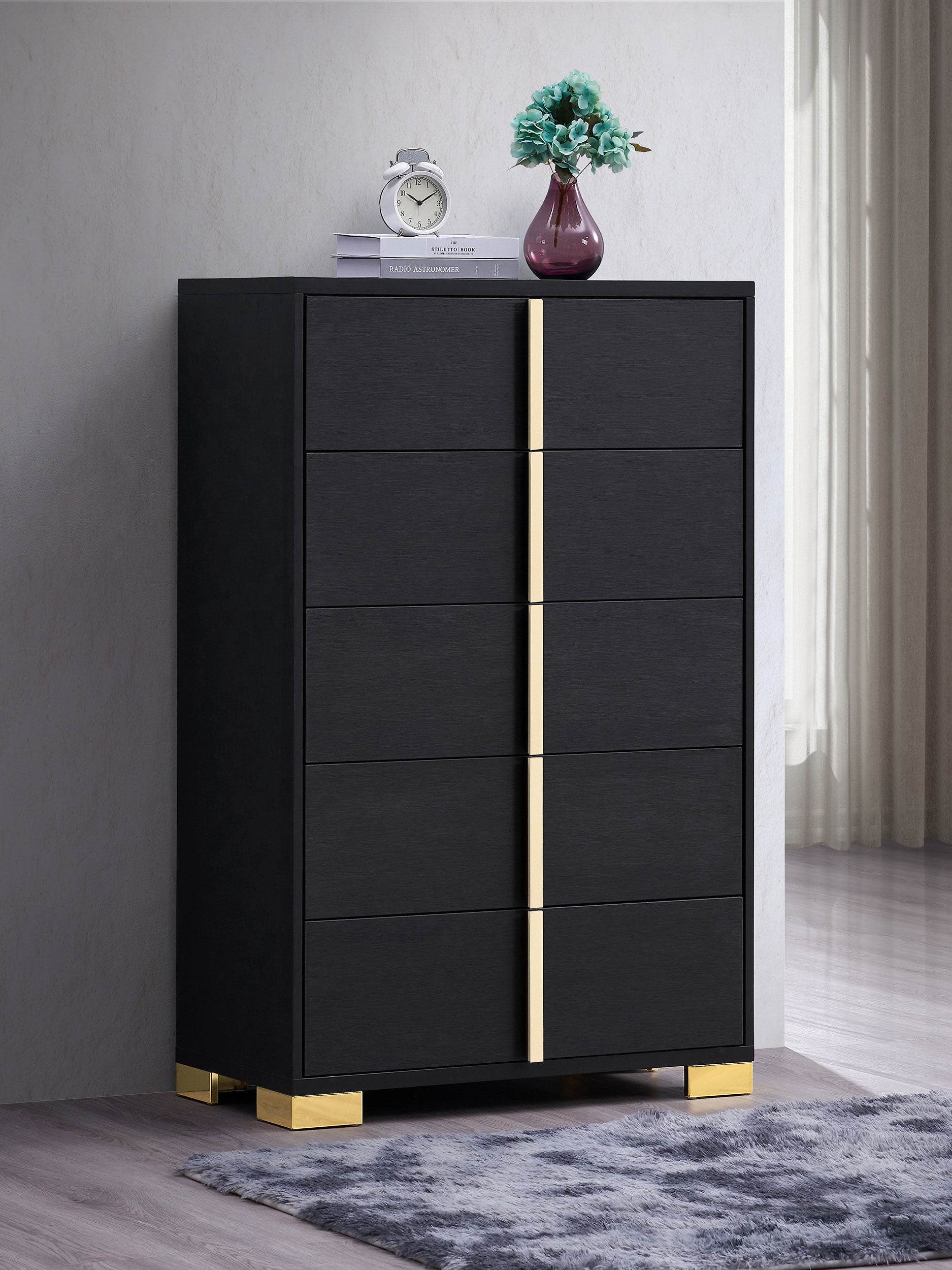 Marceline 5-drawer Bedroom Chest Black — view 2