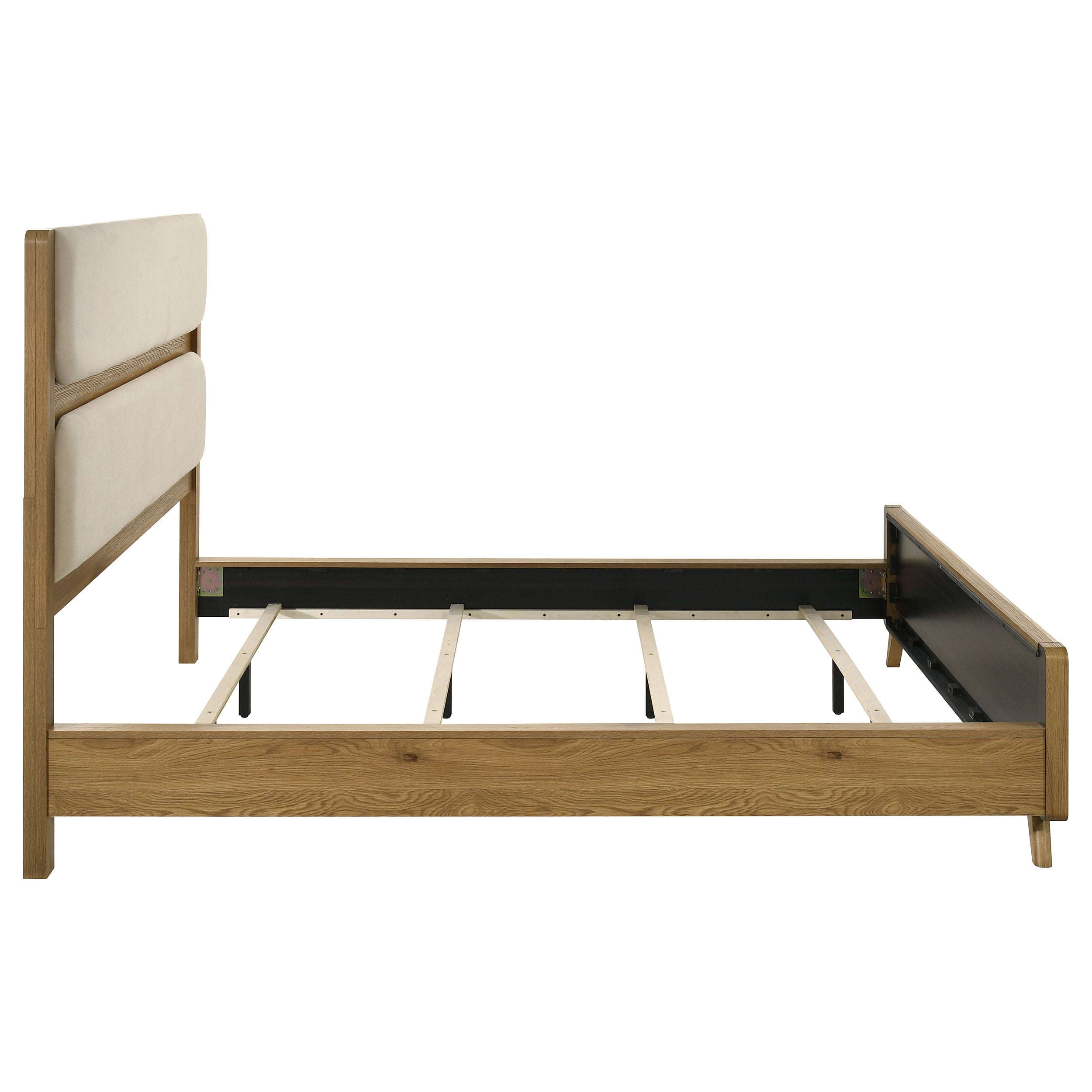 Bennett 78-inch California King Upholstered Panel Bed Cream and Light Oak — view 6