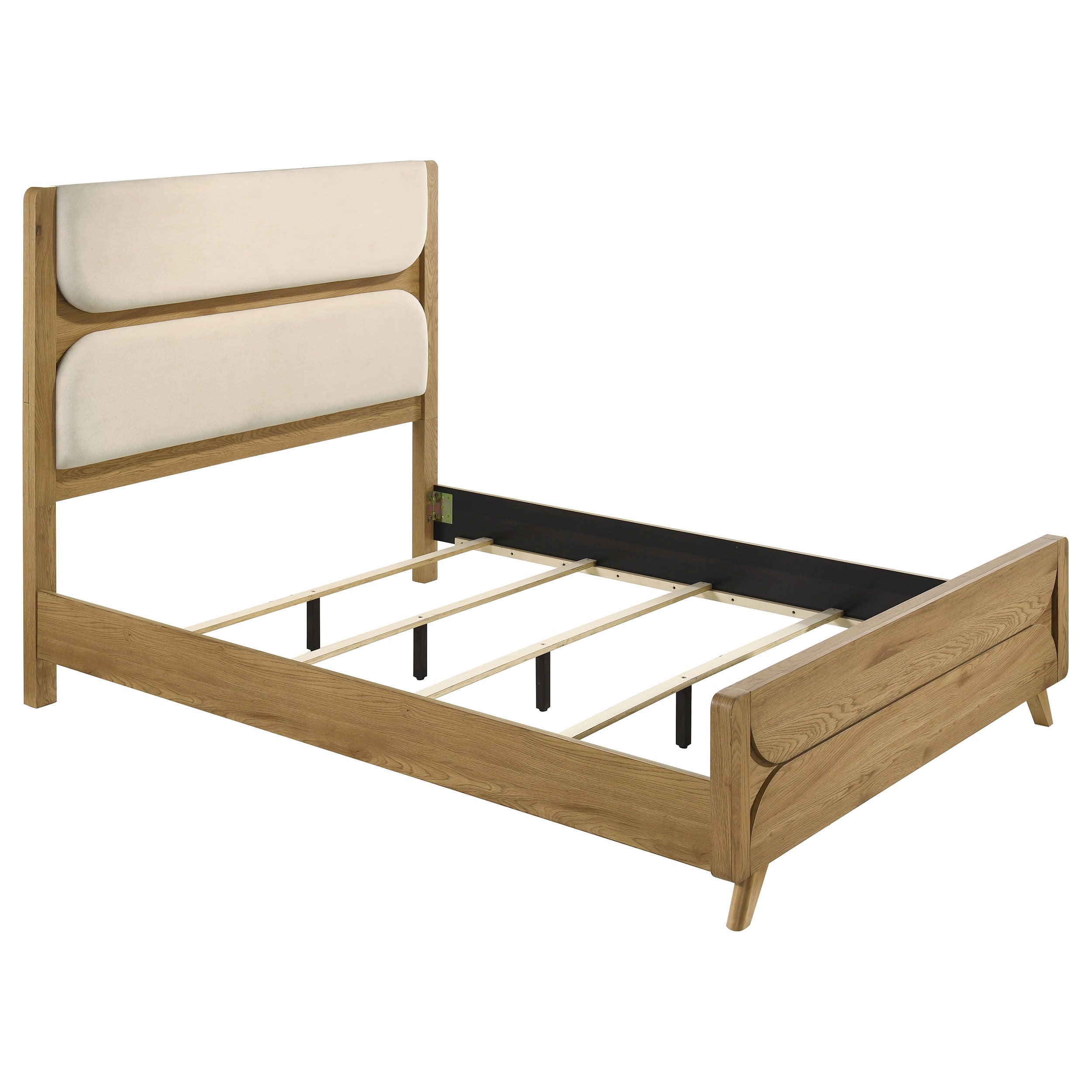 Bennett 63-inch Queen Upholstered Panel Bed Cream and Light Oak — view 1