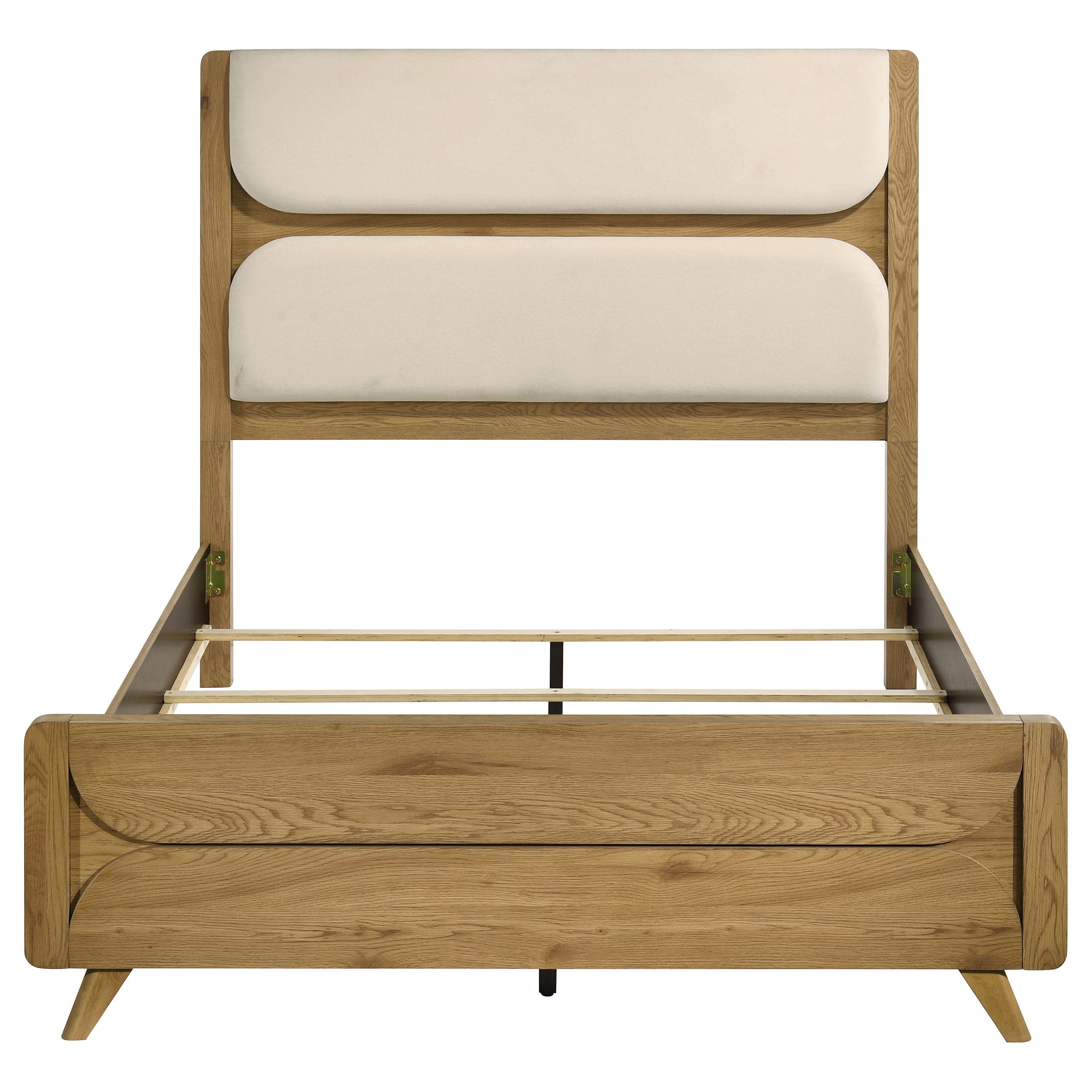 Bennett 63-inch Queen Upholstered Panel Bed Cream and Light Oak — view 4