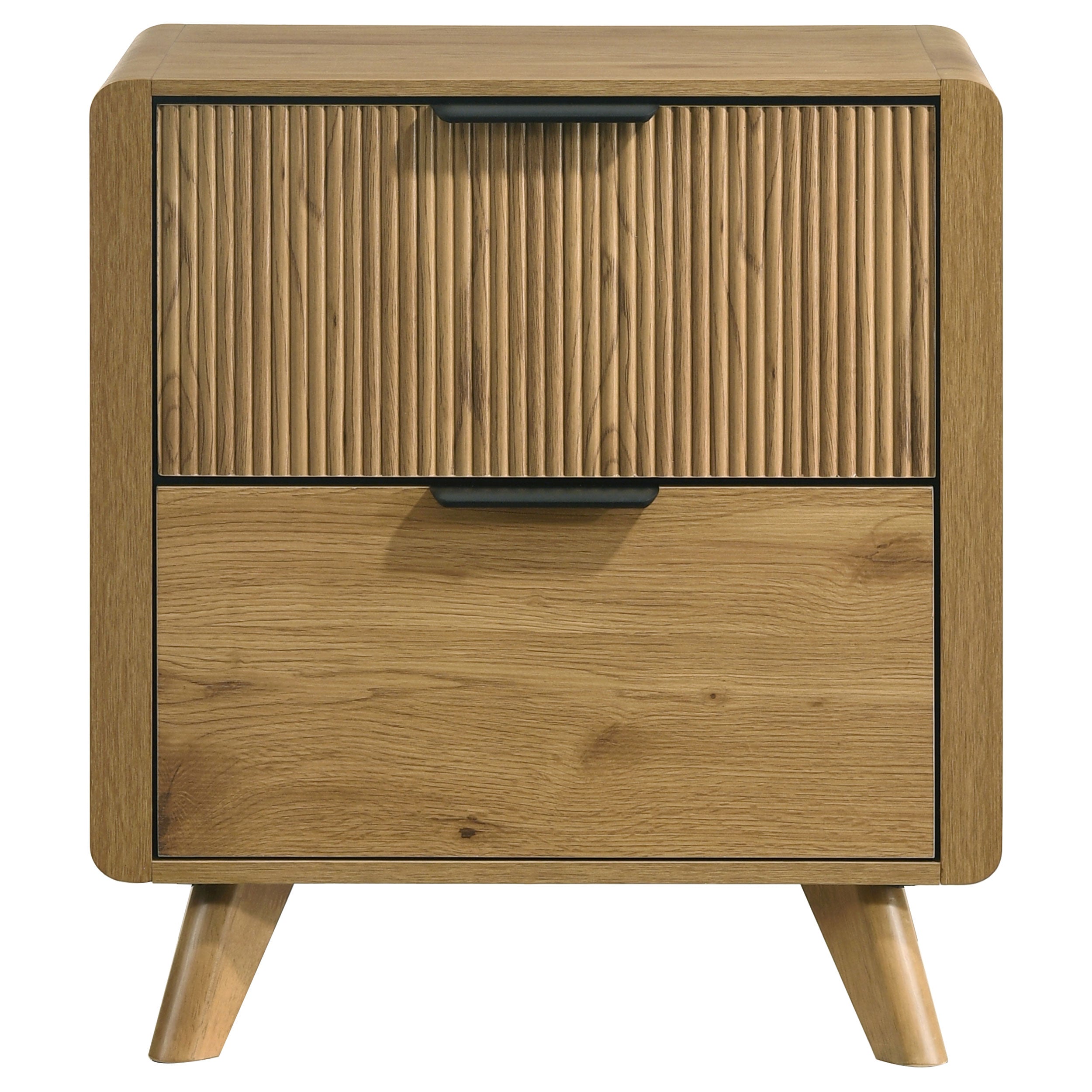 Bennett 2-drawer Bedroom Nightstand Bedside Table Light Oak — view 3