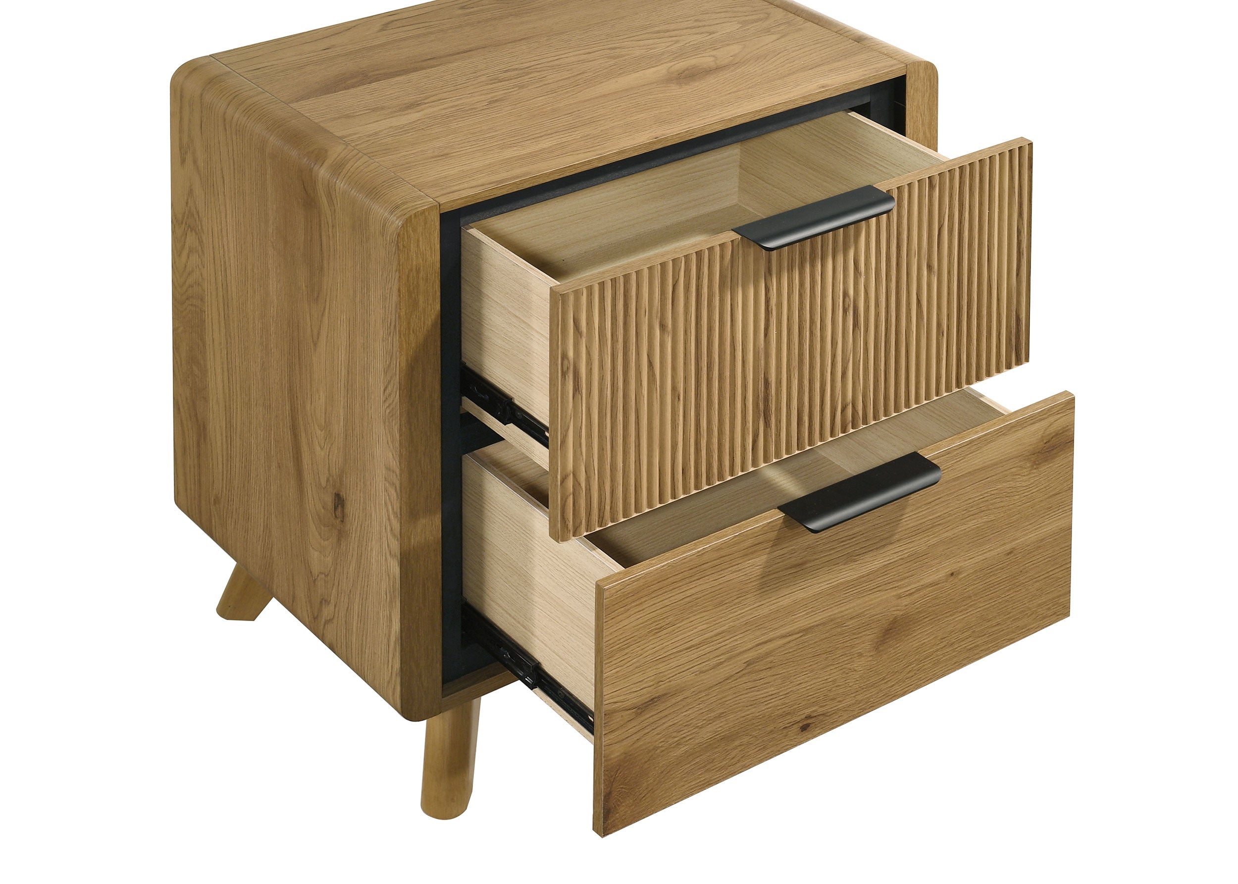 Bennett 2-drawer Bedroom Nightstand Bedside Table Light Oak — view 10
