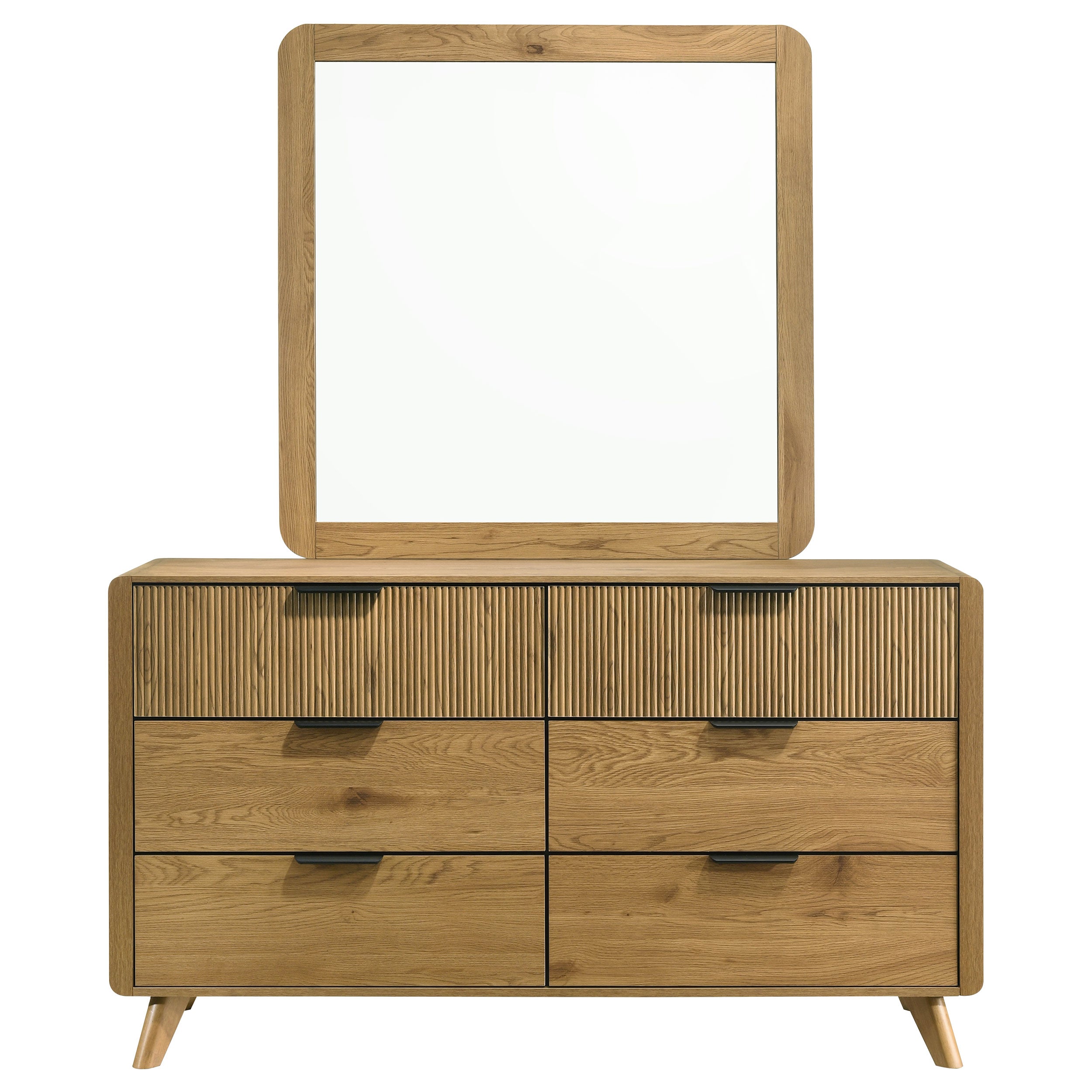 Bennett 6-drawer Bedroom Dresser and Mirror Set Light Oak — view 3