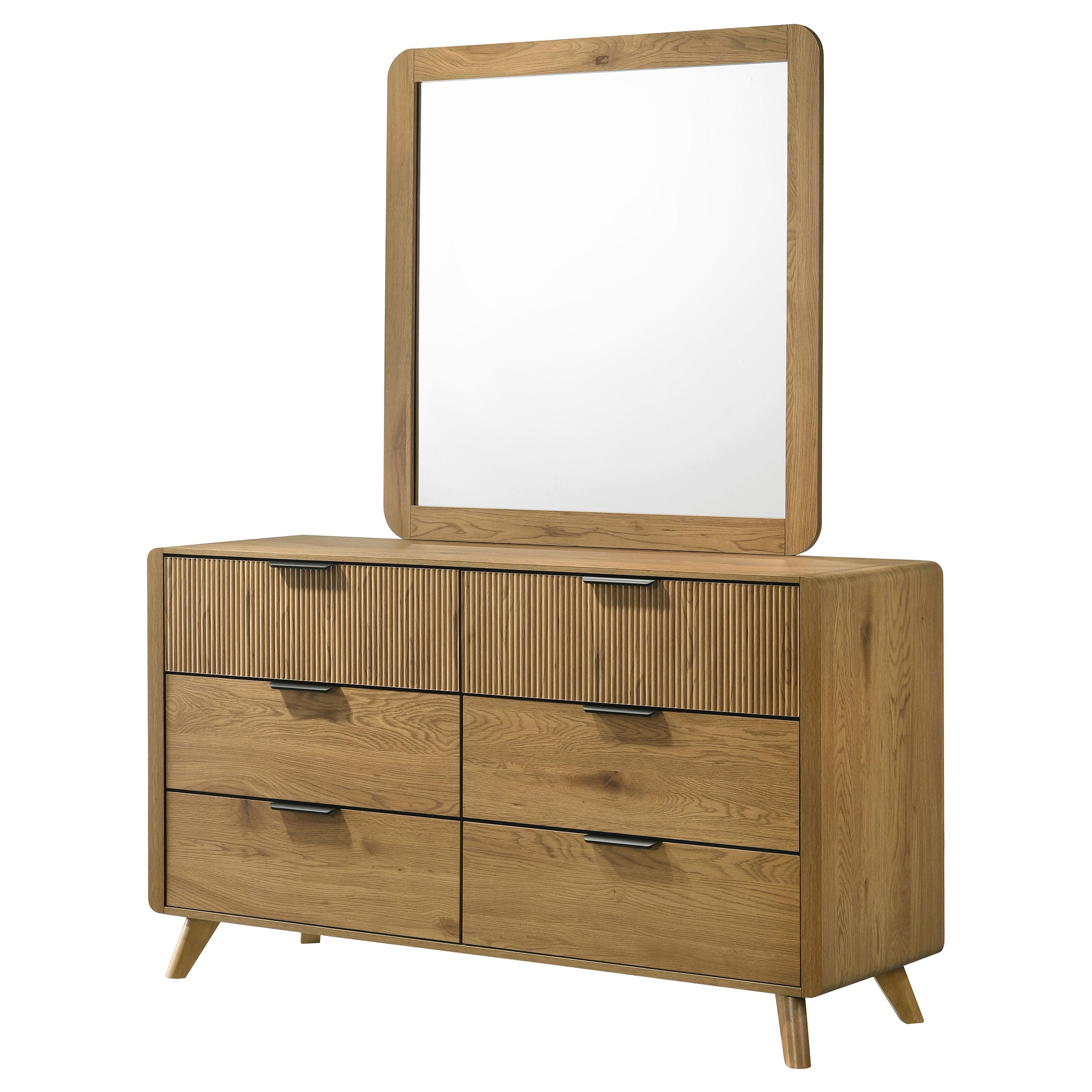 Bennett 6-drawer Bedroom Dresser and Mirror Set Light Oak — view 4