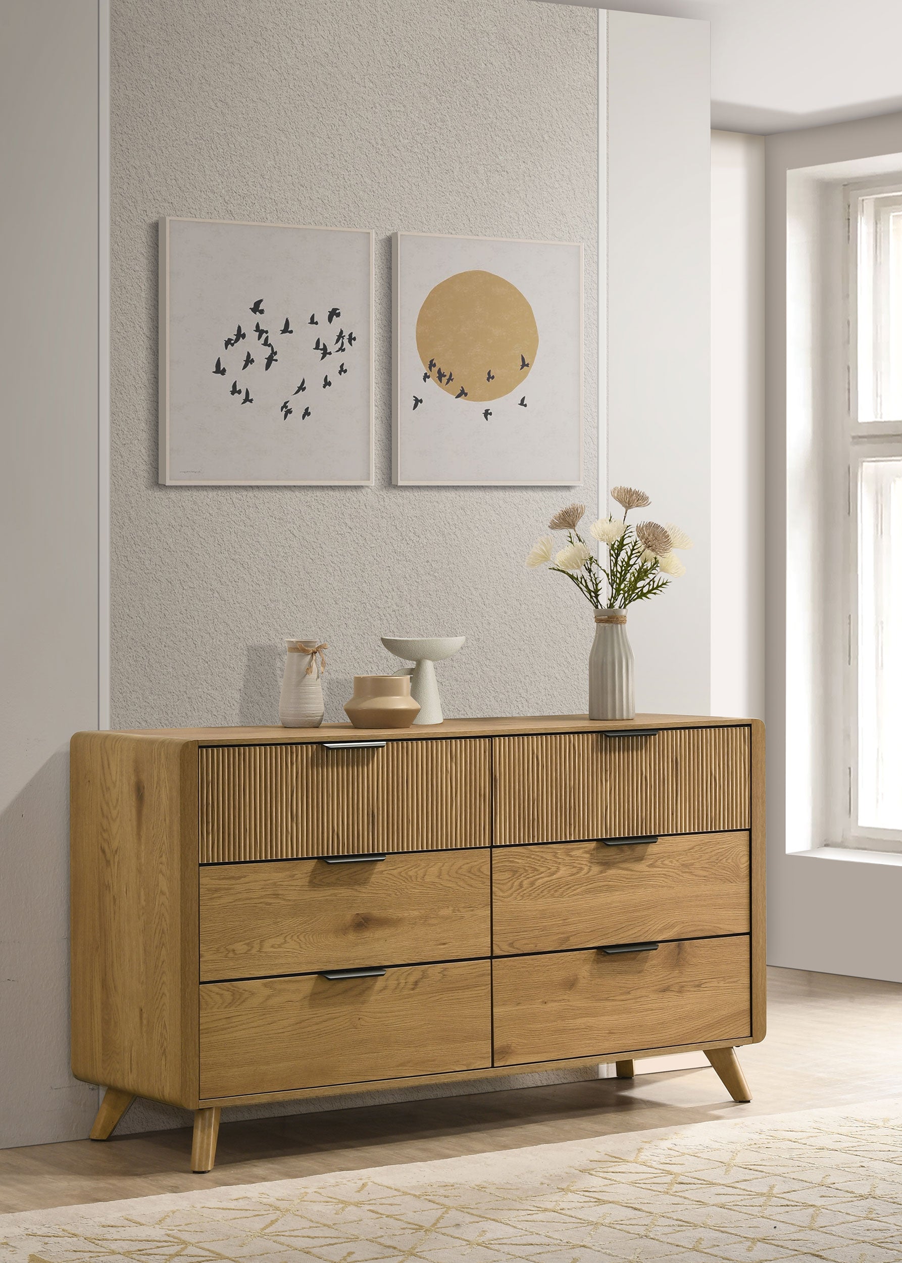 Bennett 6-drawer Bedroom Dresser Cabinet Light Oak — view 2