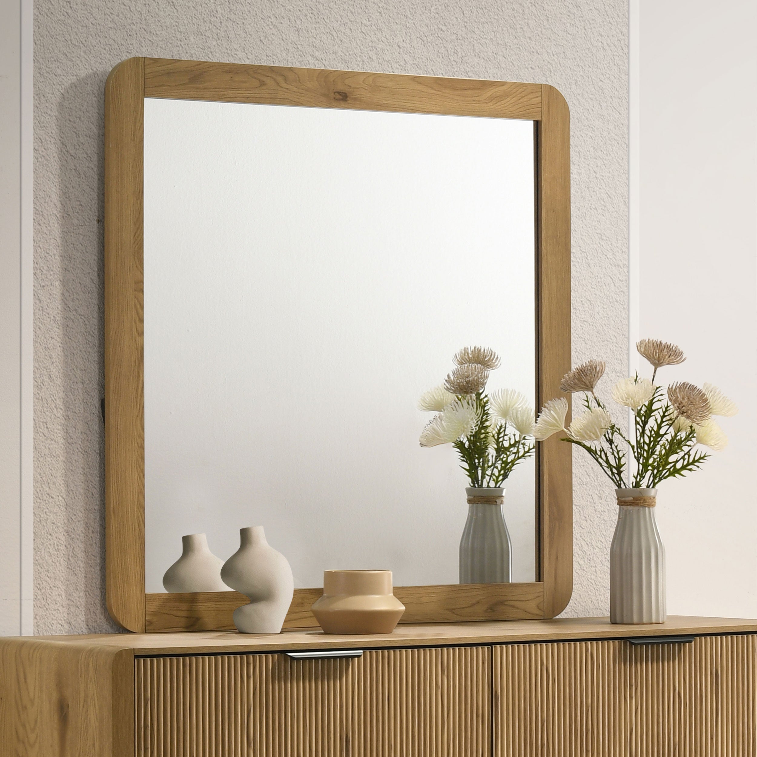 Bennett Bedroom Dresser Mirror Light Oak — view 2