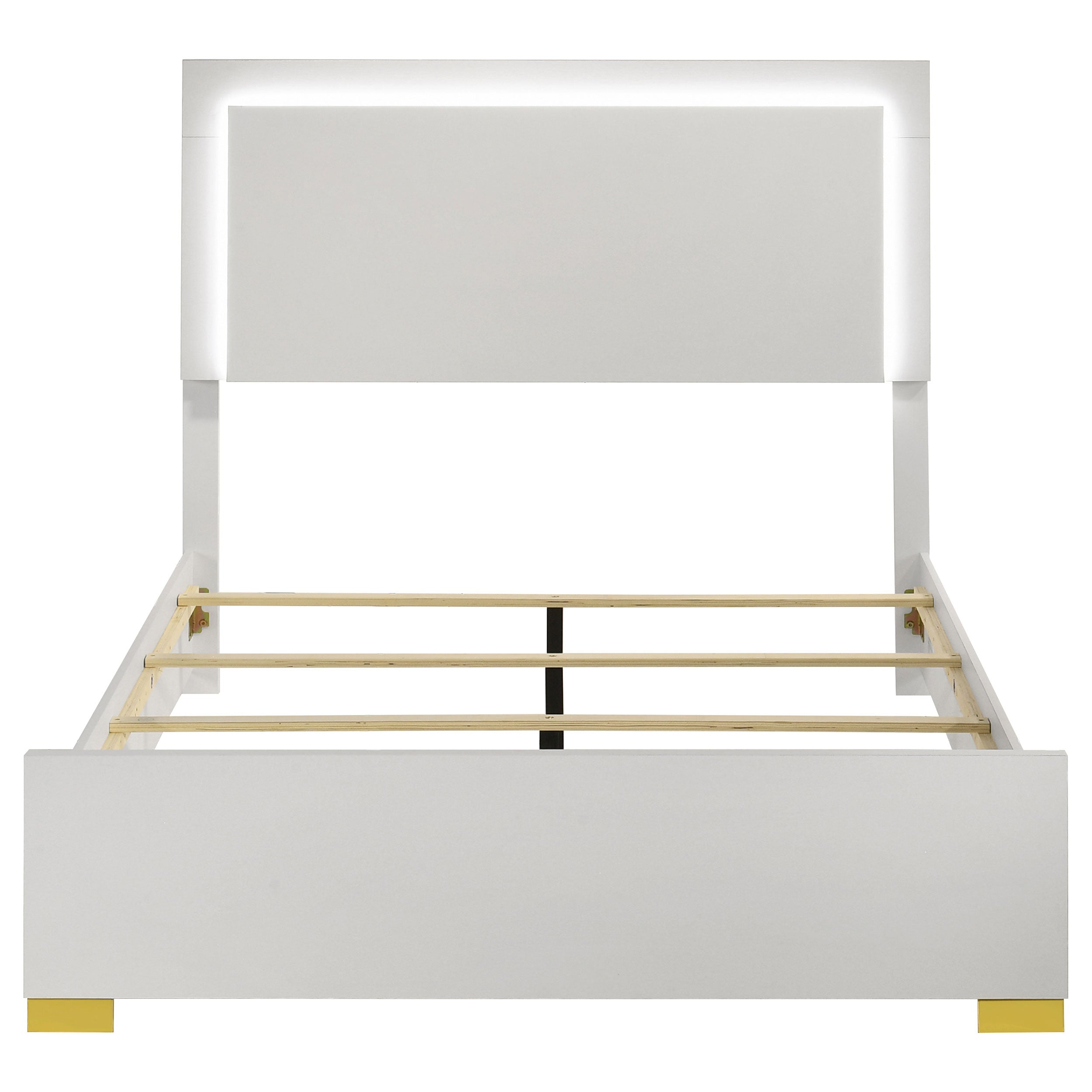 Marceline Wood Full LED Panel Bed White — view 4