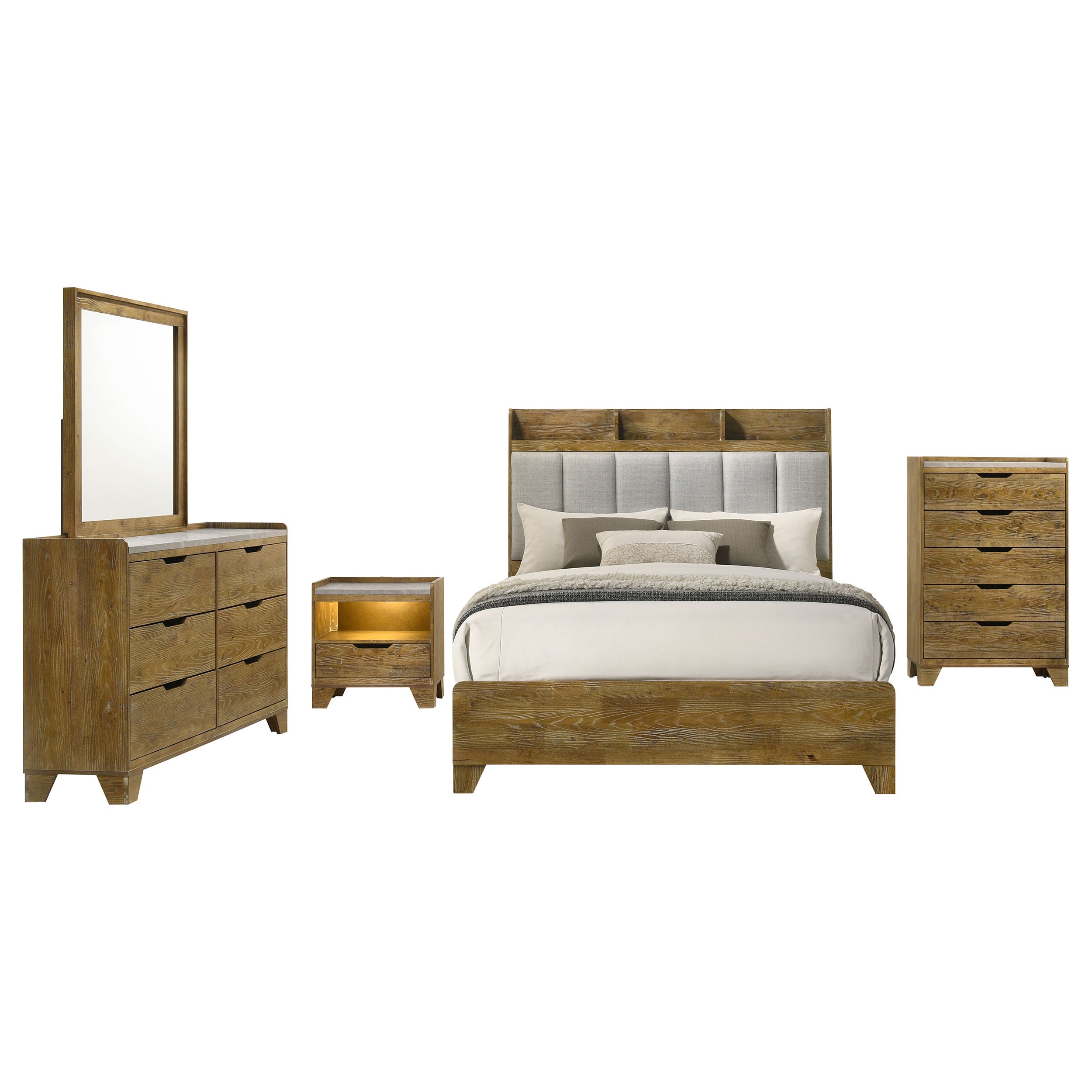 Henderson 5-piece Eastern King Bedroom Set Medium Oak — view 2