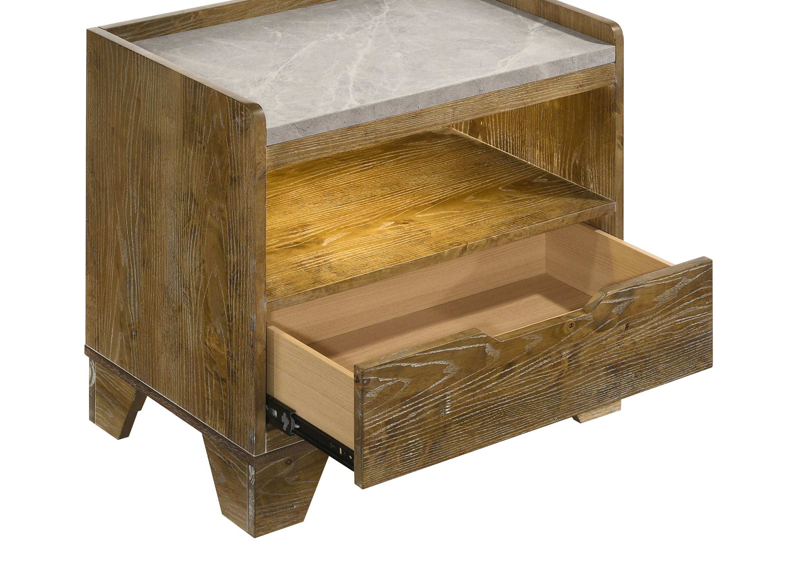 Henderson 1-drawer LED Nightstand Bedside Table Medium Oak — view 7
