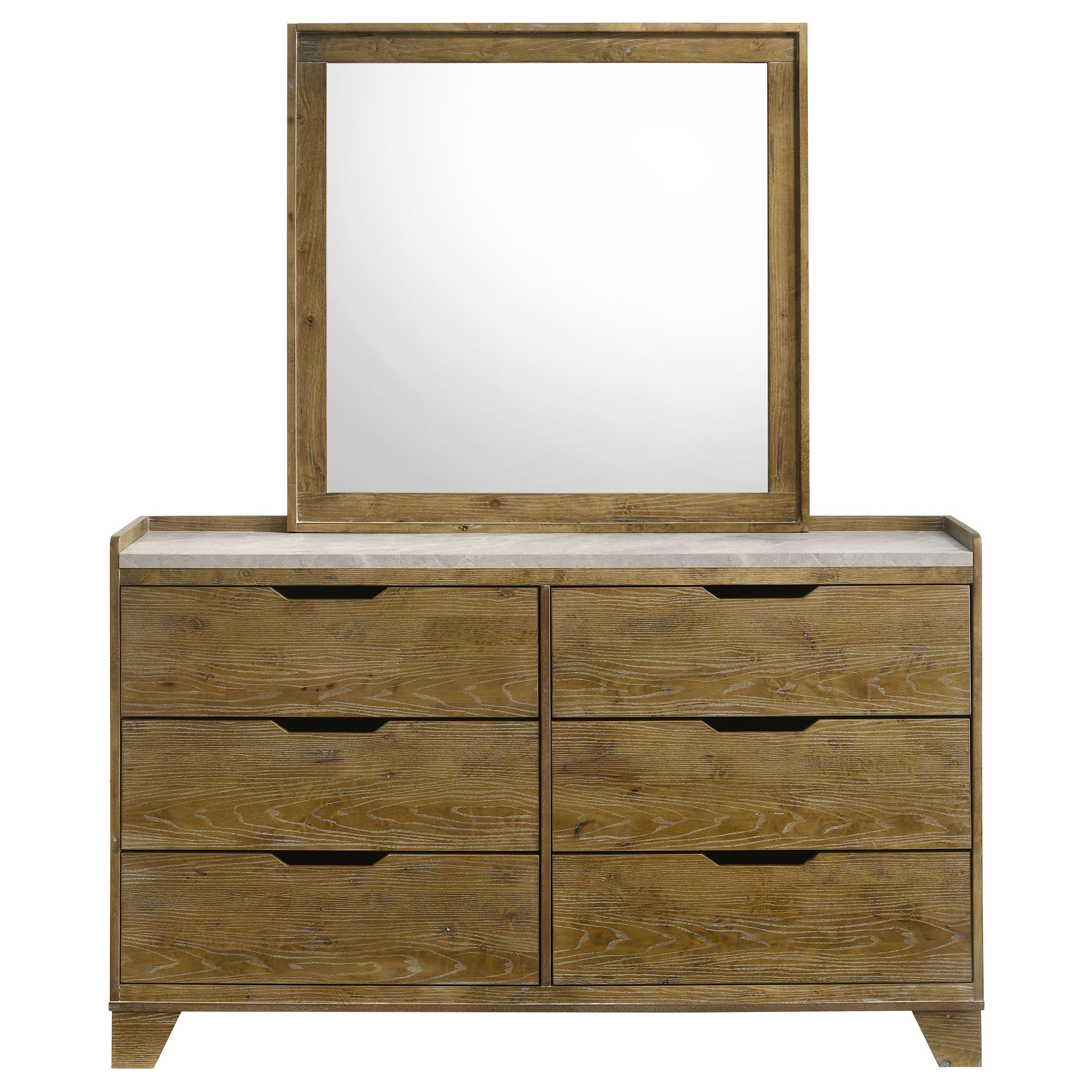 Henderson 6-drawer Bedroom Dresser with Mirror Medium Oak — view 3