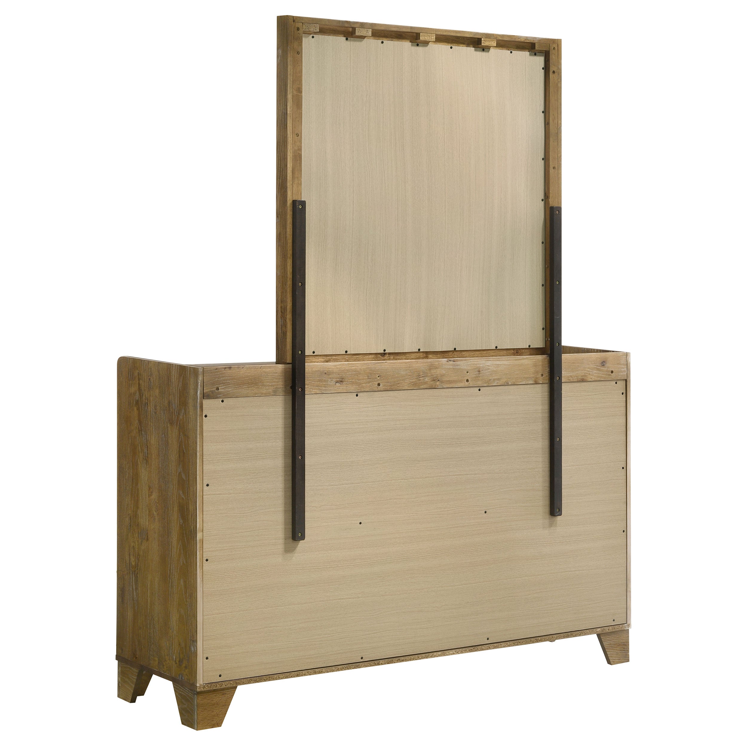 Henderson 6-drawer Bedroom Dresser with Mirror Medium Oak — view 4