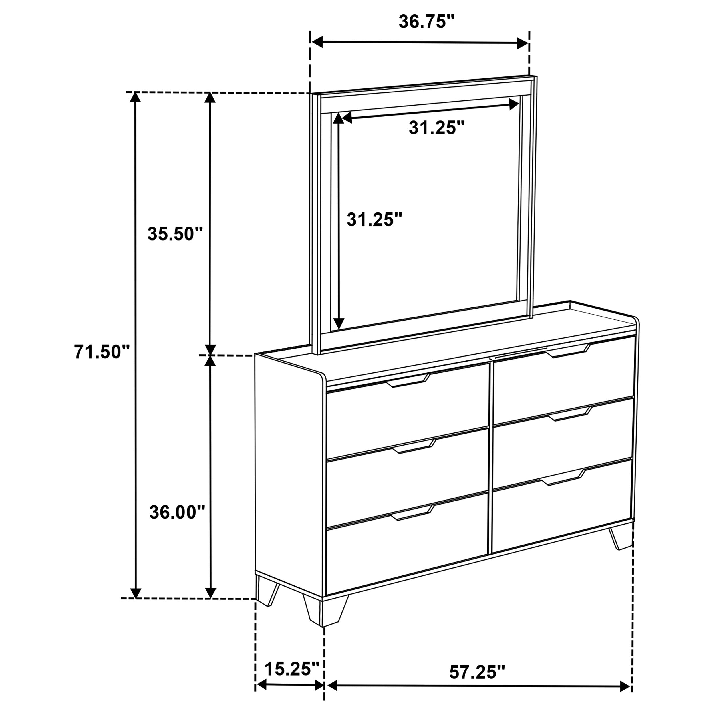 Henderson 6-drawer Bedroom Dresser with Mirror Medium Oak — view 12