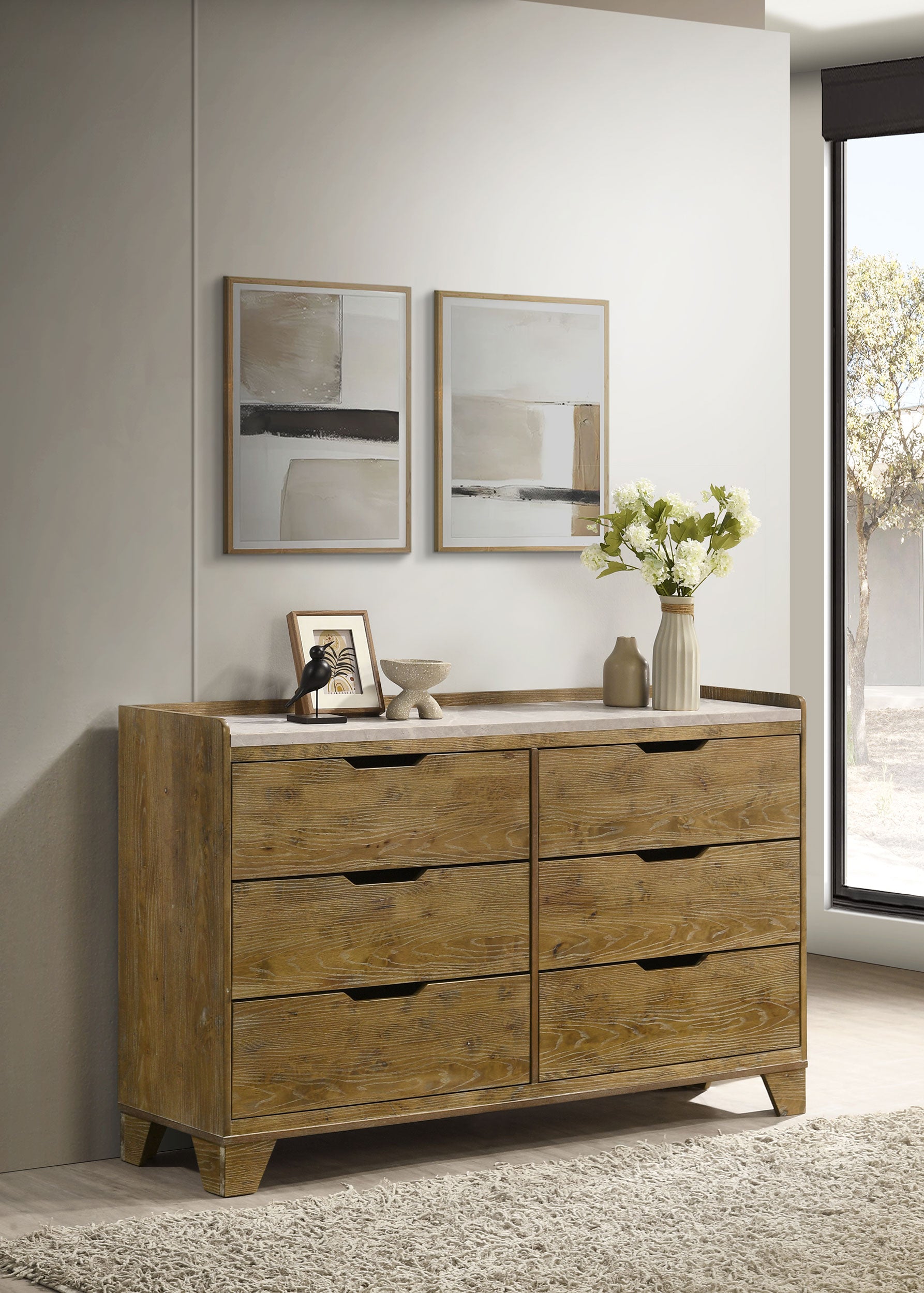 Henderson 6-drawer Bedroom Dresser Cabinet Medium Oak — view 2