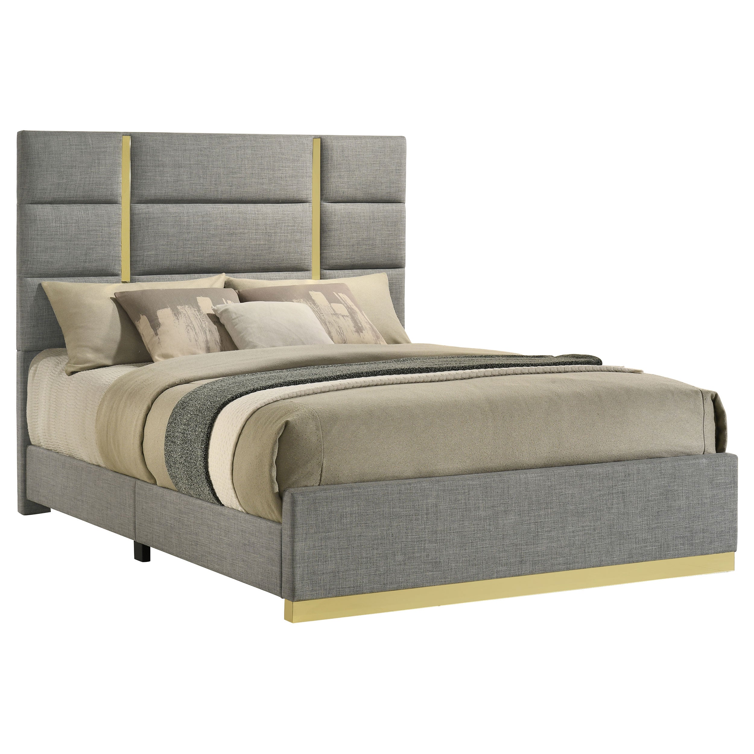Ines 56-inch Fabric Upholstered Queen Panel Bed Grey — view 3