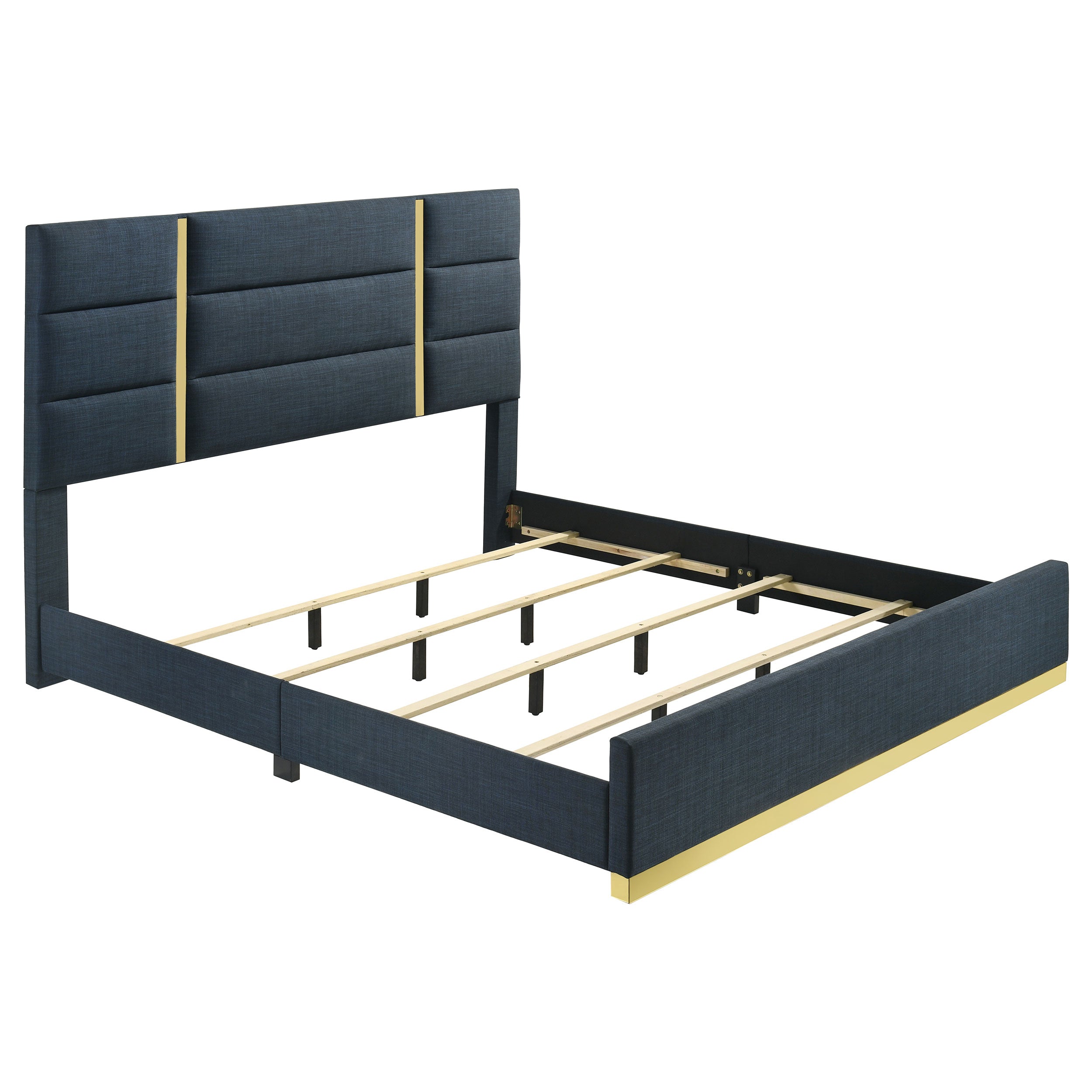 Ines 5-piece Eastern King Bedroom Set Navy and White High Gloss — view 3