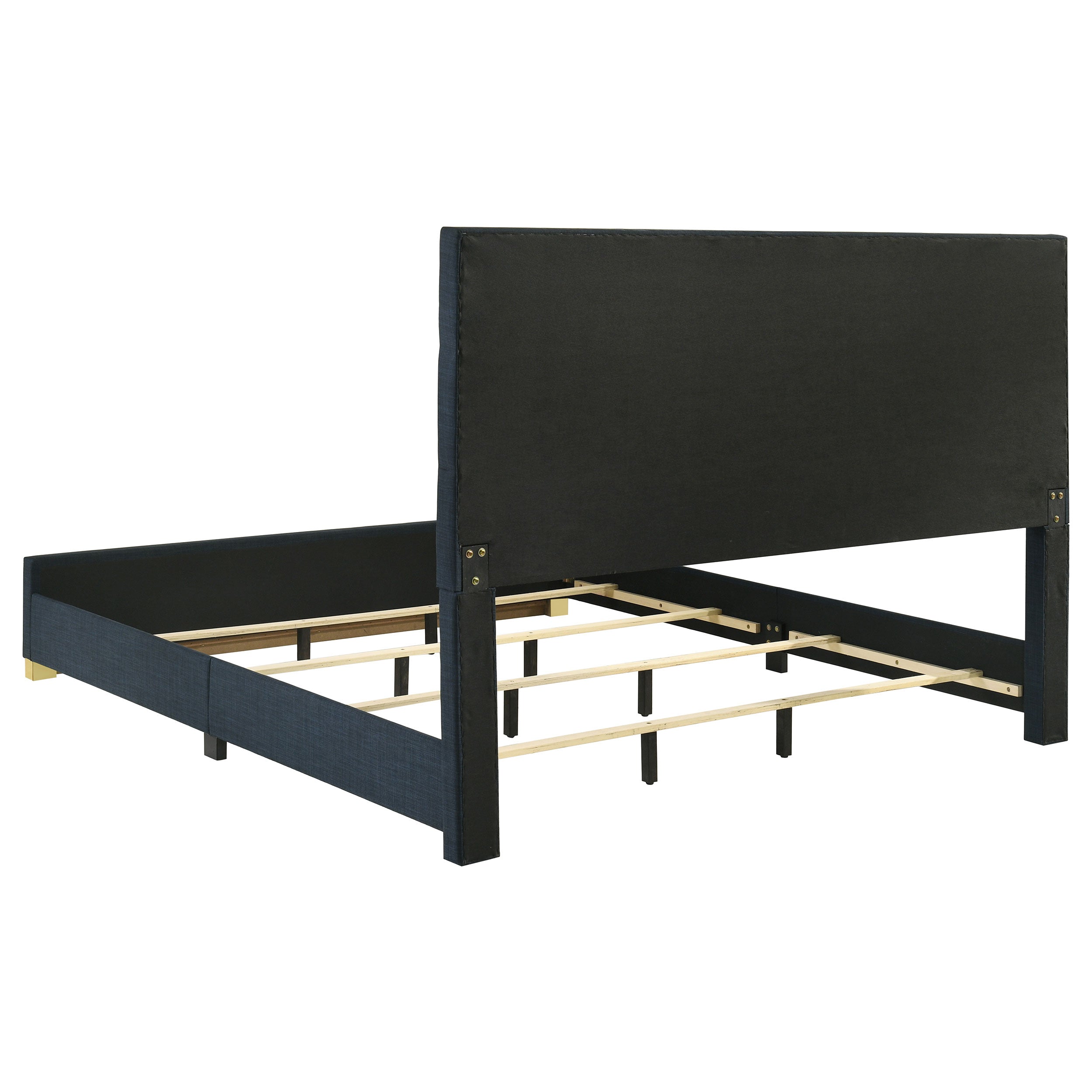 Ines 56-inch Fabric Upholstered Eastern King Panel Bed Navy — view 5