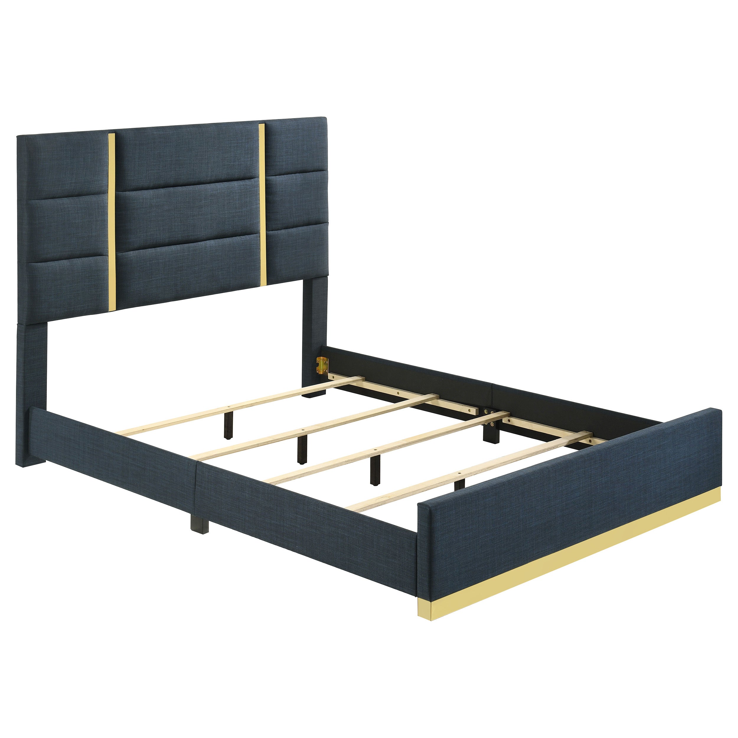 Ines 4-piece Queen Bedroom Set Navy and White High Gloss — view 3