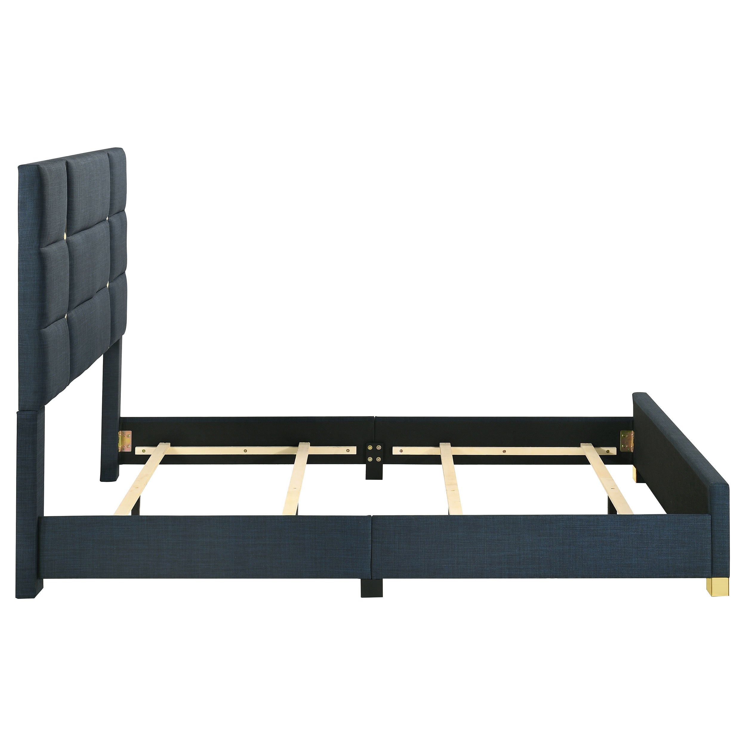 Ines 56-inch Fabric Upholstered Queen Panel Bed Navy — view 6