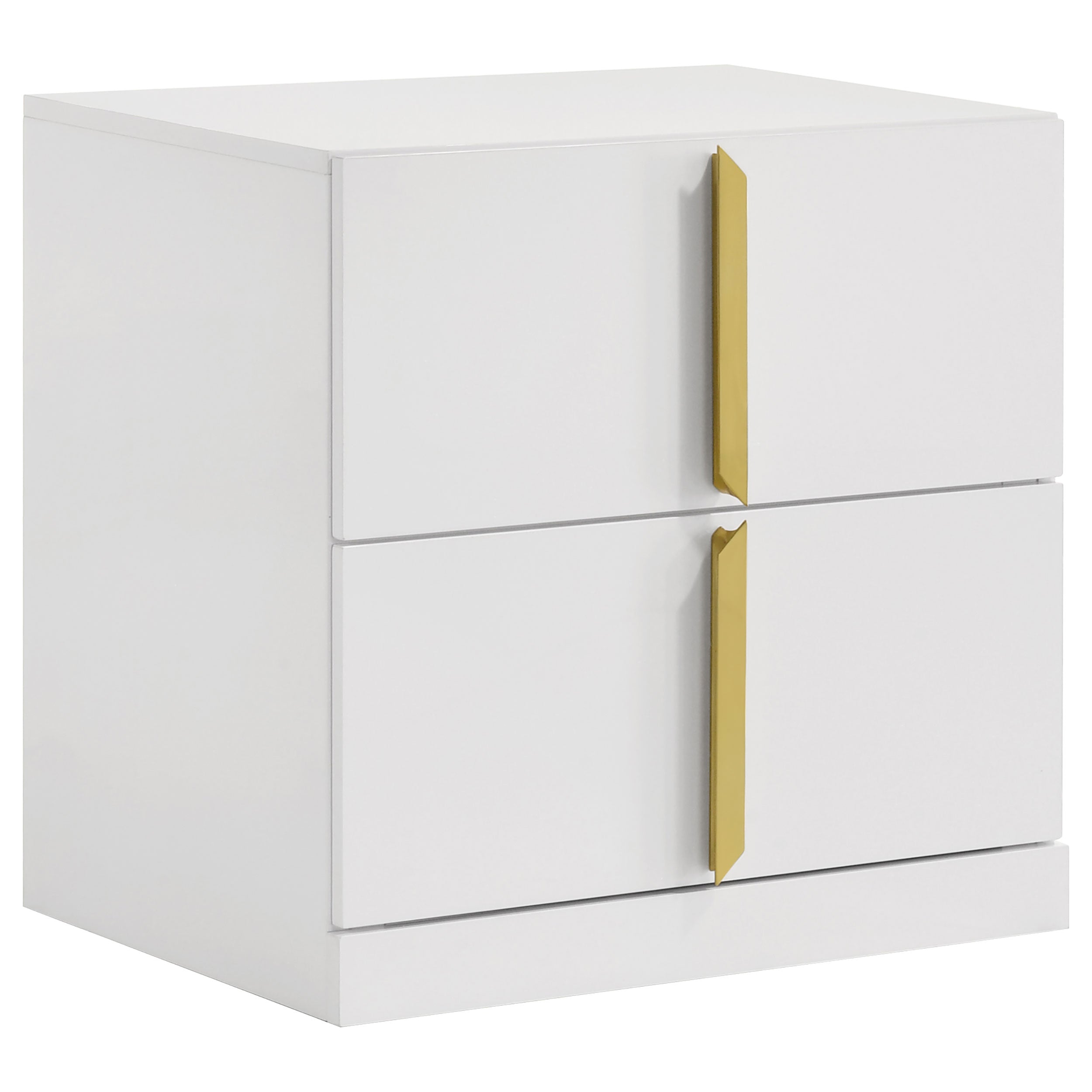 Ines 2-drawer Nightstand Bedside Table White High Gloss — view 1
