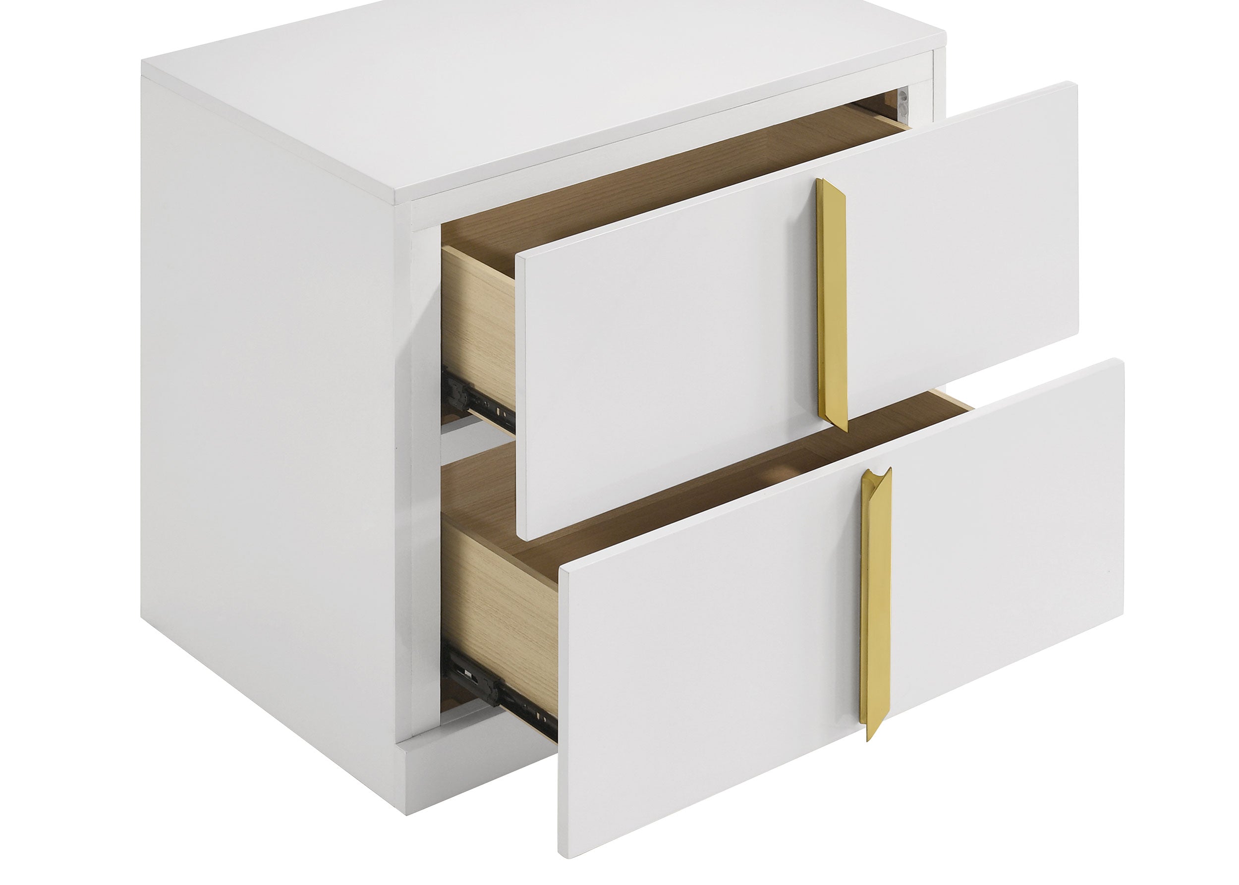 Ines 2-drawer Nightstand Bedside Table White High Gloss — view 7