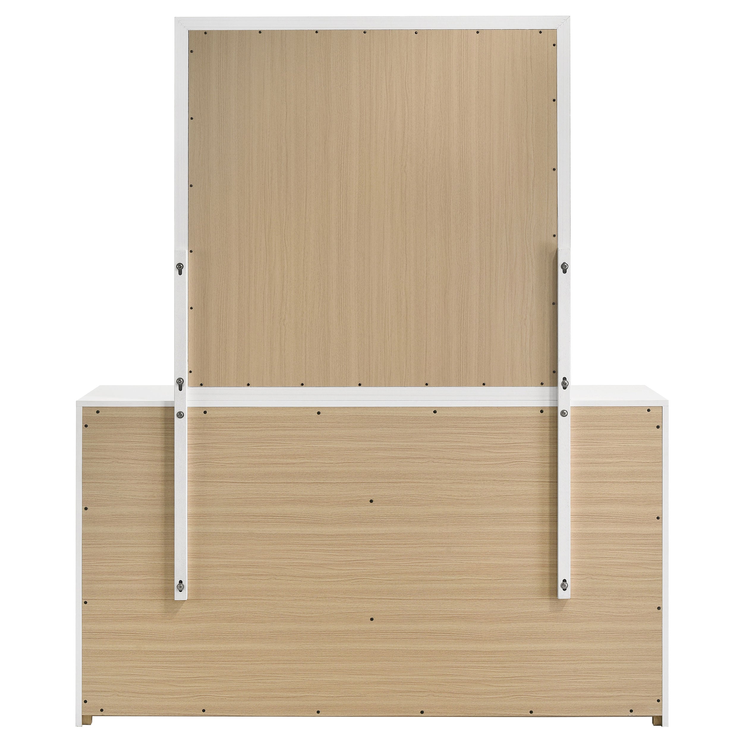 Ines 6-drawer Bedroom Dresser with Mirror White High Gloss — view 5
