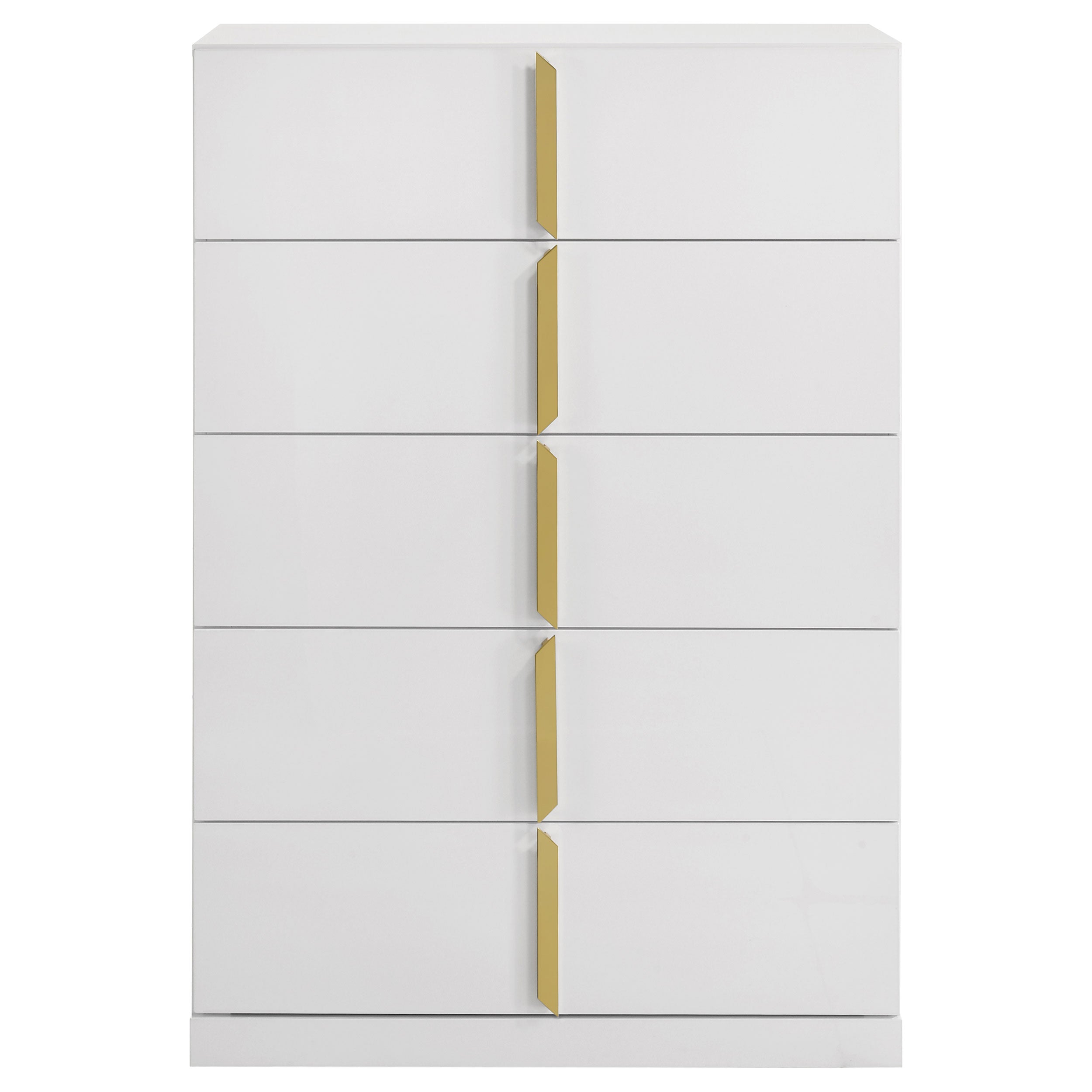 Ines 5-drawer Bedroom Chest of Drawers White High Gloss — view 3