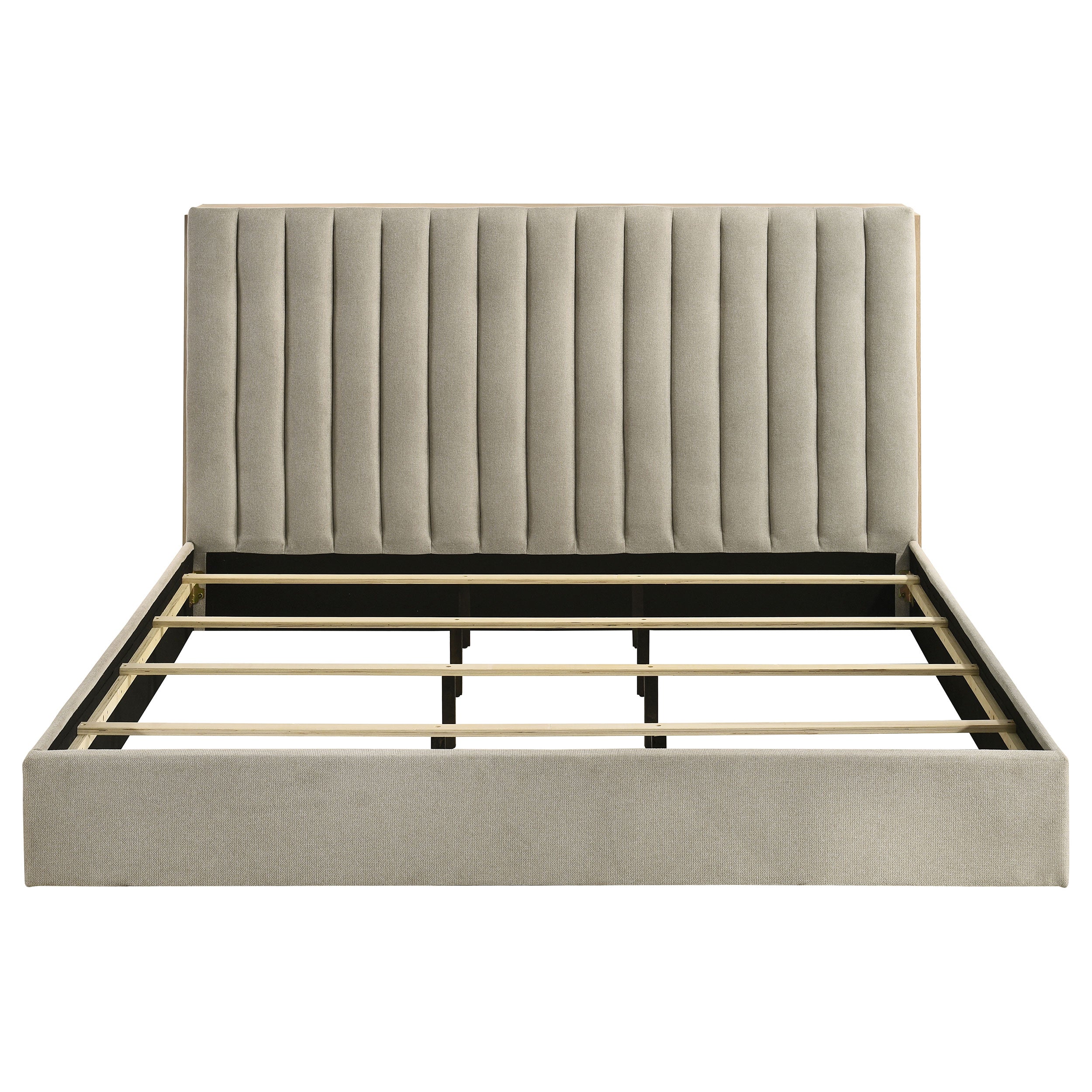 Arielle Eastern King Bookcase Panel Storage Bed Light Oak — view 6