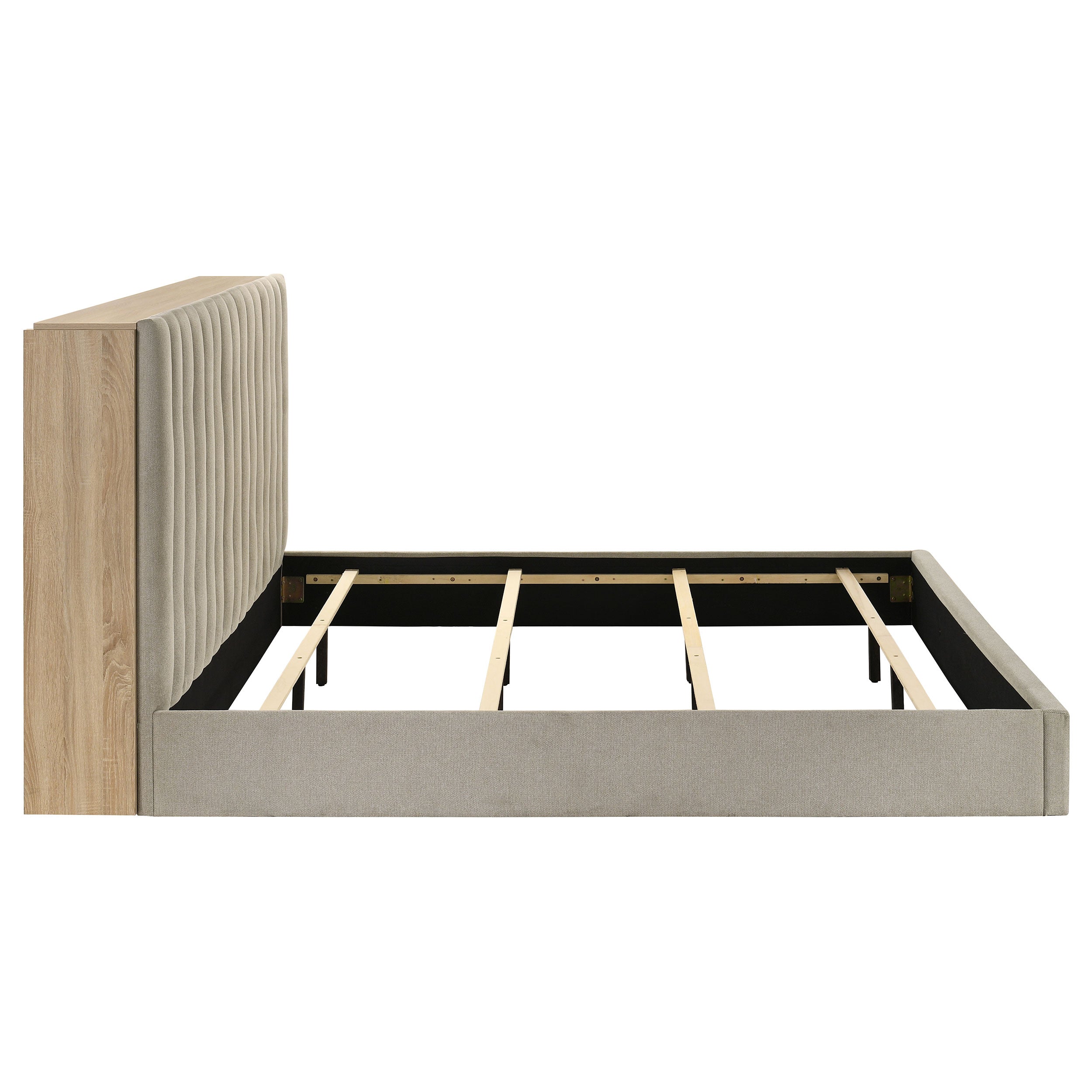 Arielle Eastern King Bookcase Panel Storage Bed Light Oak — view 8