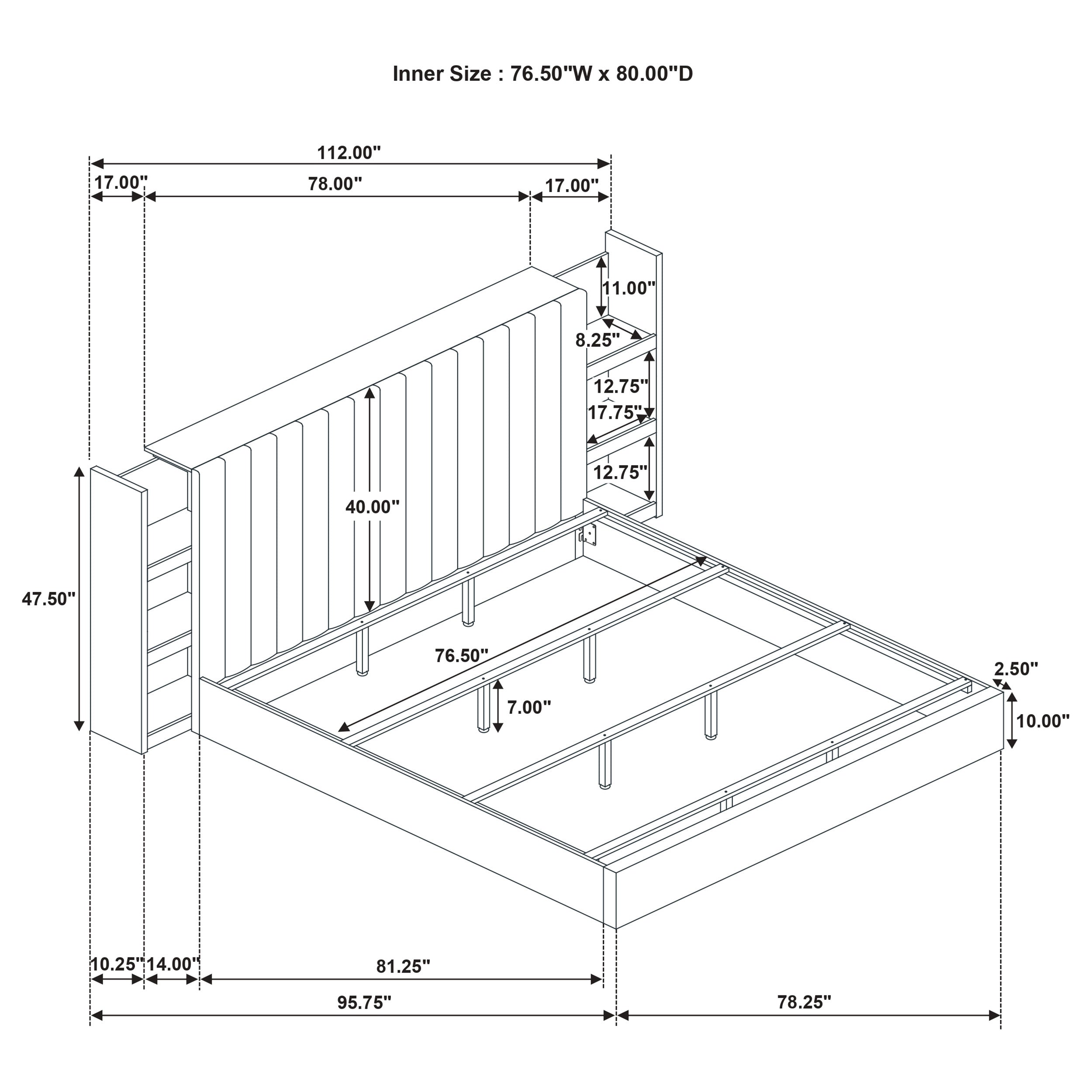 Arielle Eastern King Bookcase Panel Storage Bed Light Oak — view 14