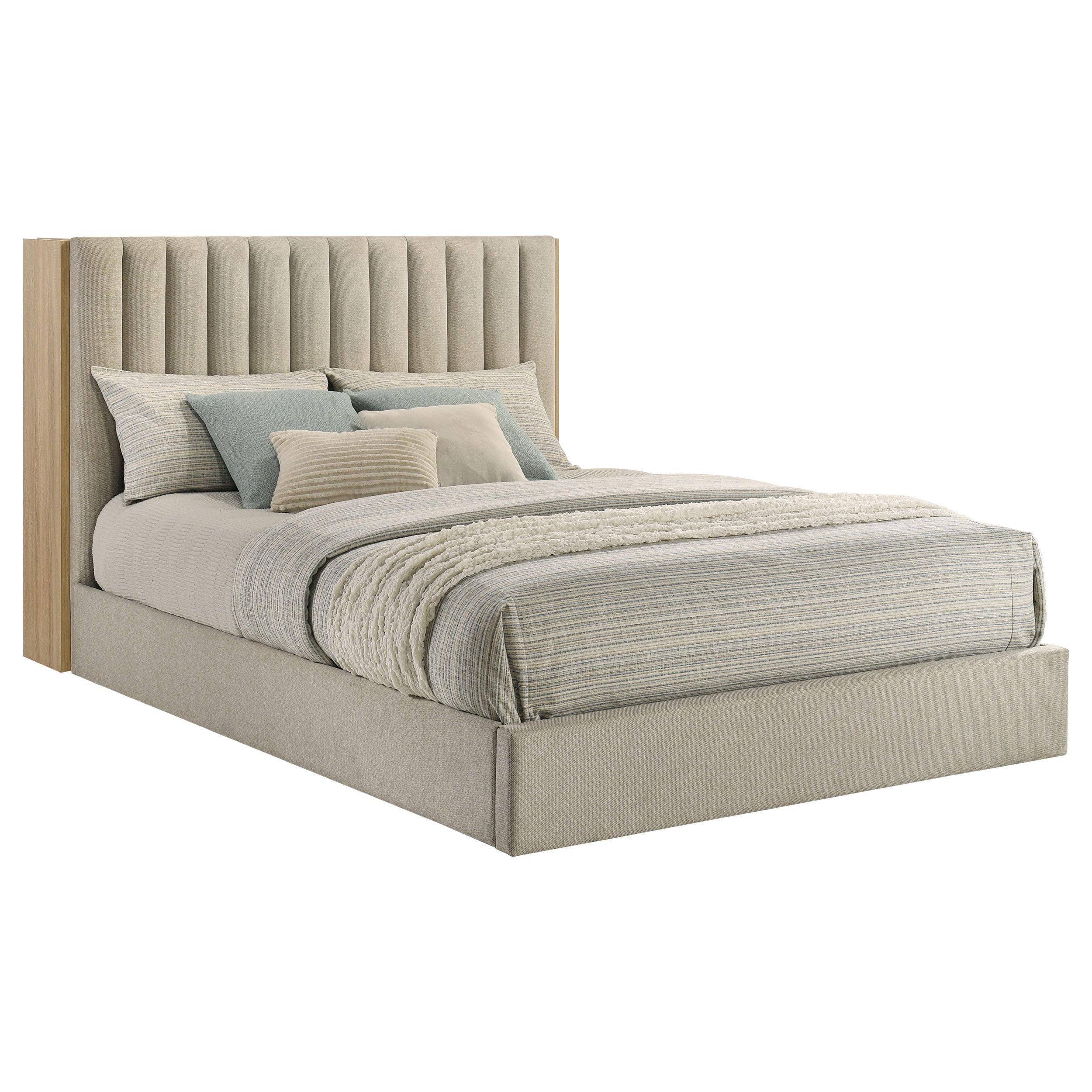 Arielle Queen Bookcase Panel Storage Bed Light Oak — view 5