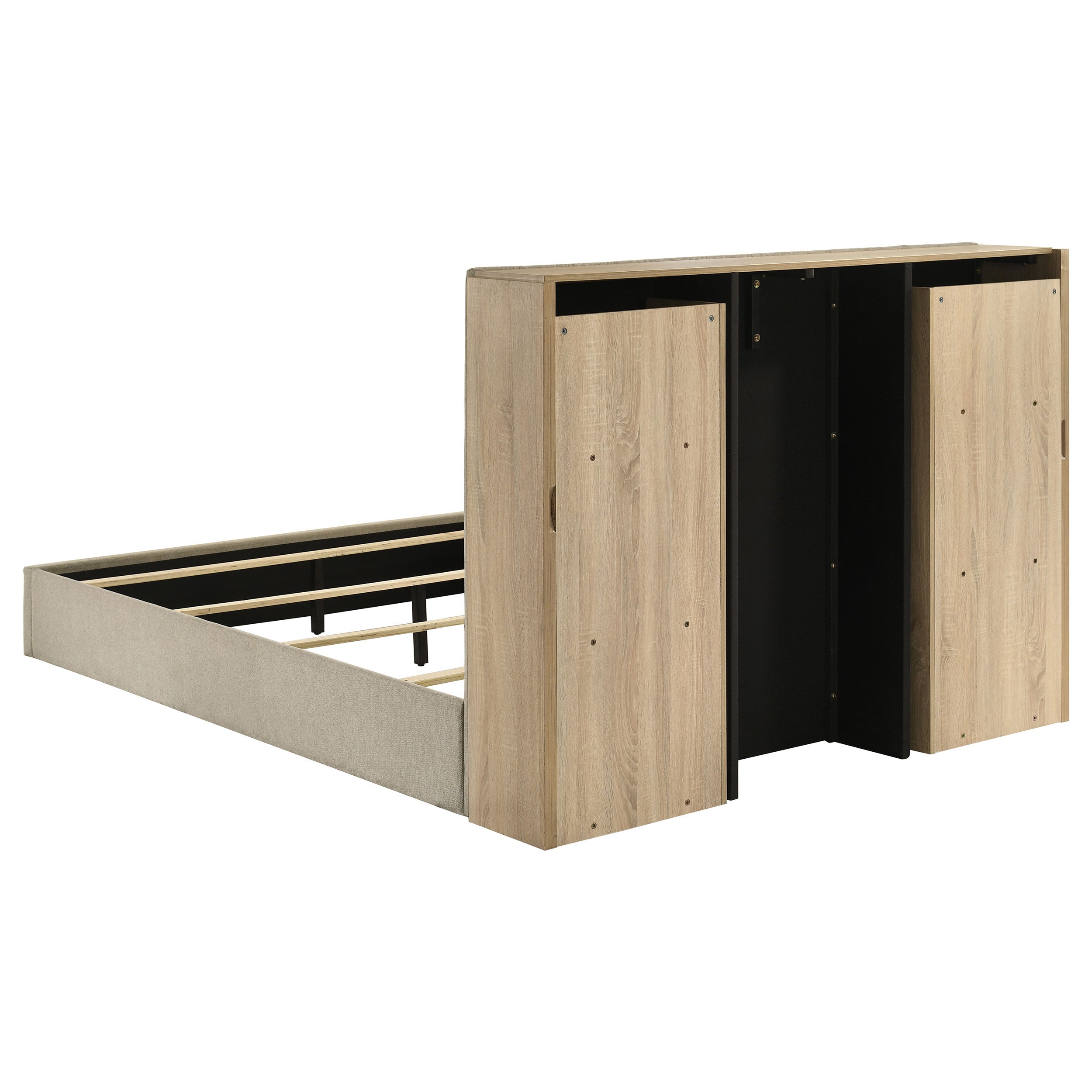 Arielle Queen Bookcase Panel Storage Bed Light Oak — view 7