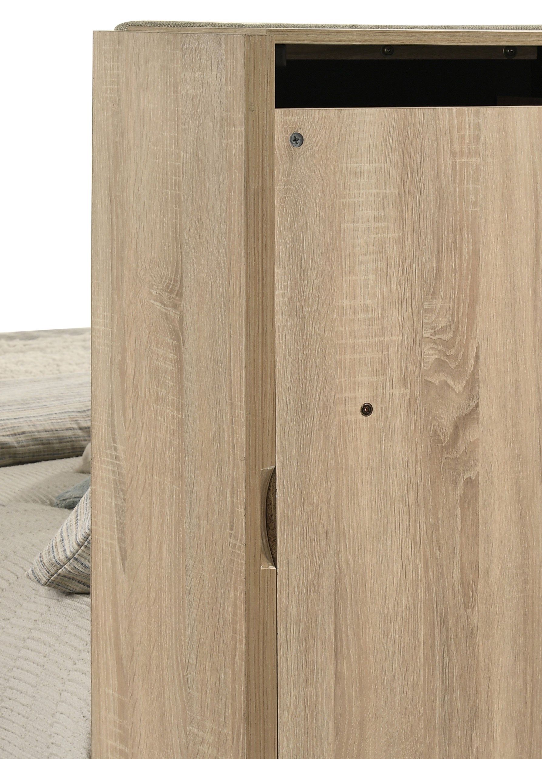 Arielle Queen Bookcase Panel Storage Bed Light Oak — view 10