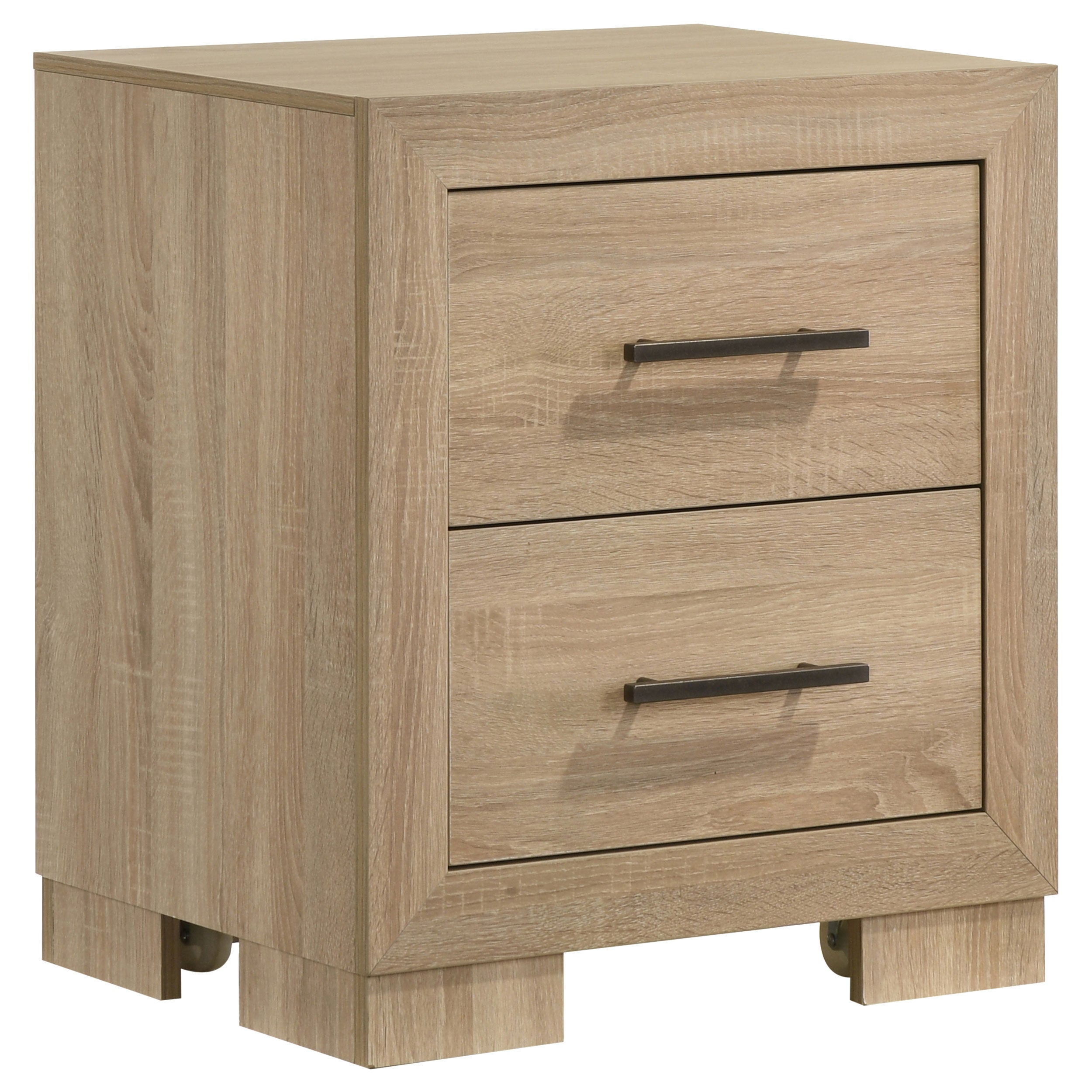 Arielle 2-drawer Bedroom Nightstand with Casters Light Oak — view 1