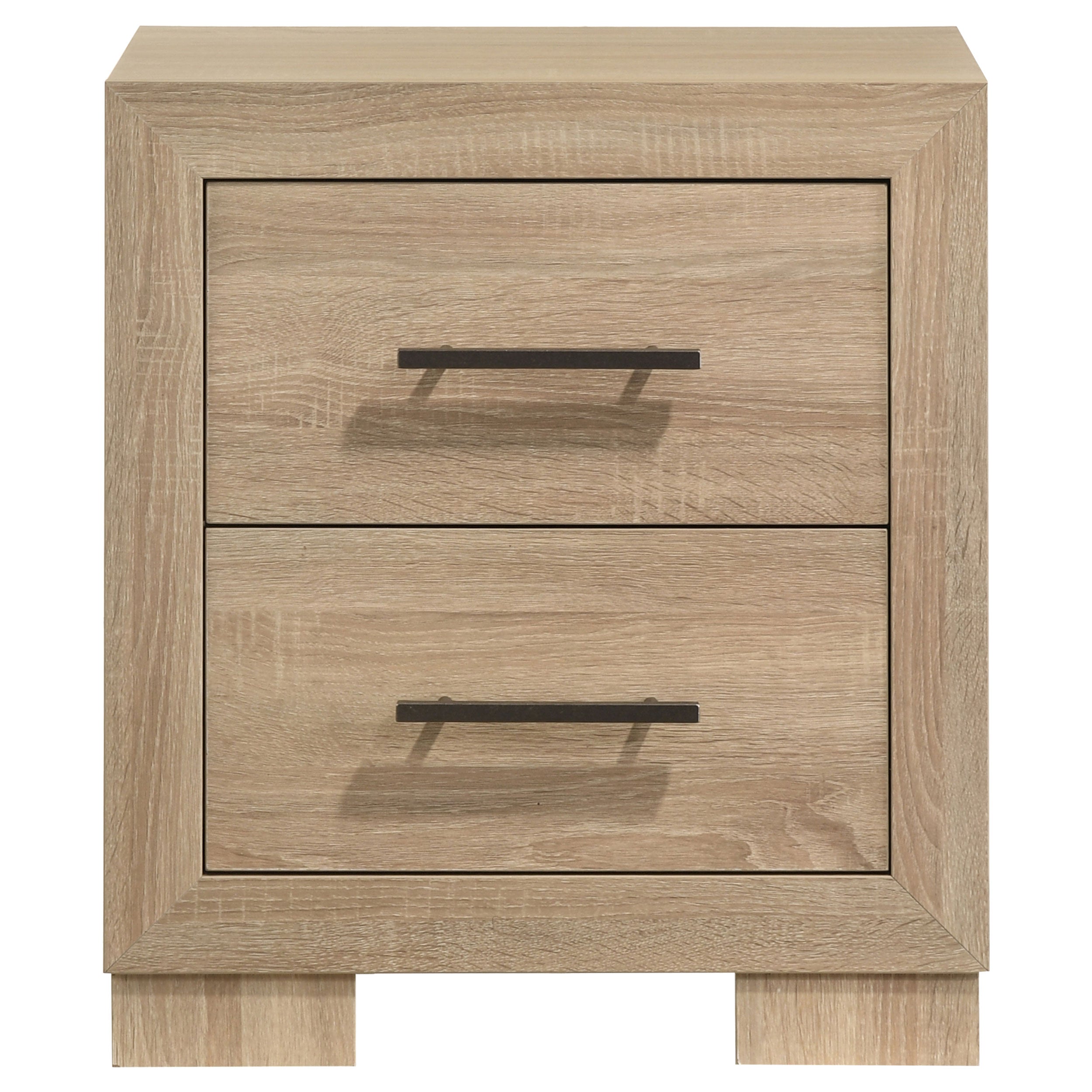 Arielle 2-drawer Bedroom Nightstand with Casters Light Oak — view 3