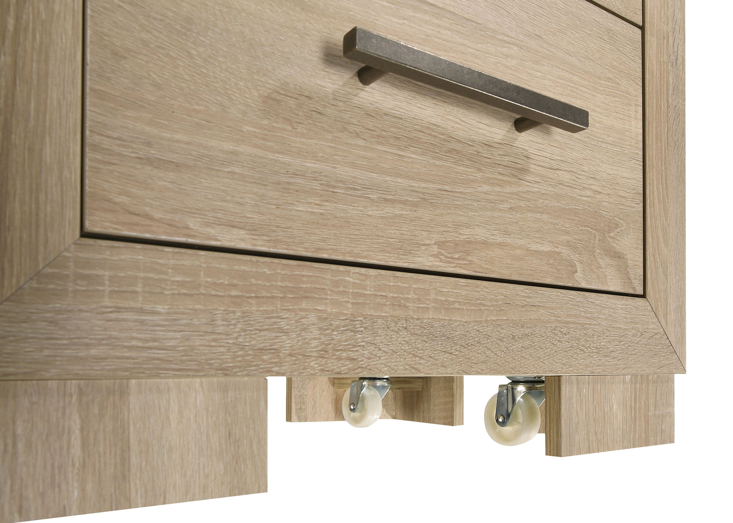 Arielle 2-drawer Bedroom Nightstand with Casters Light Oak — view 7