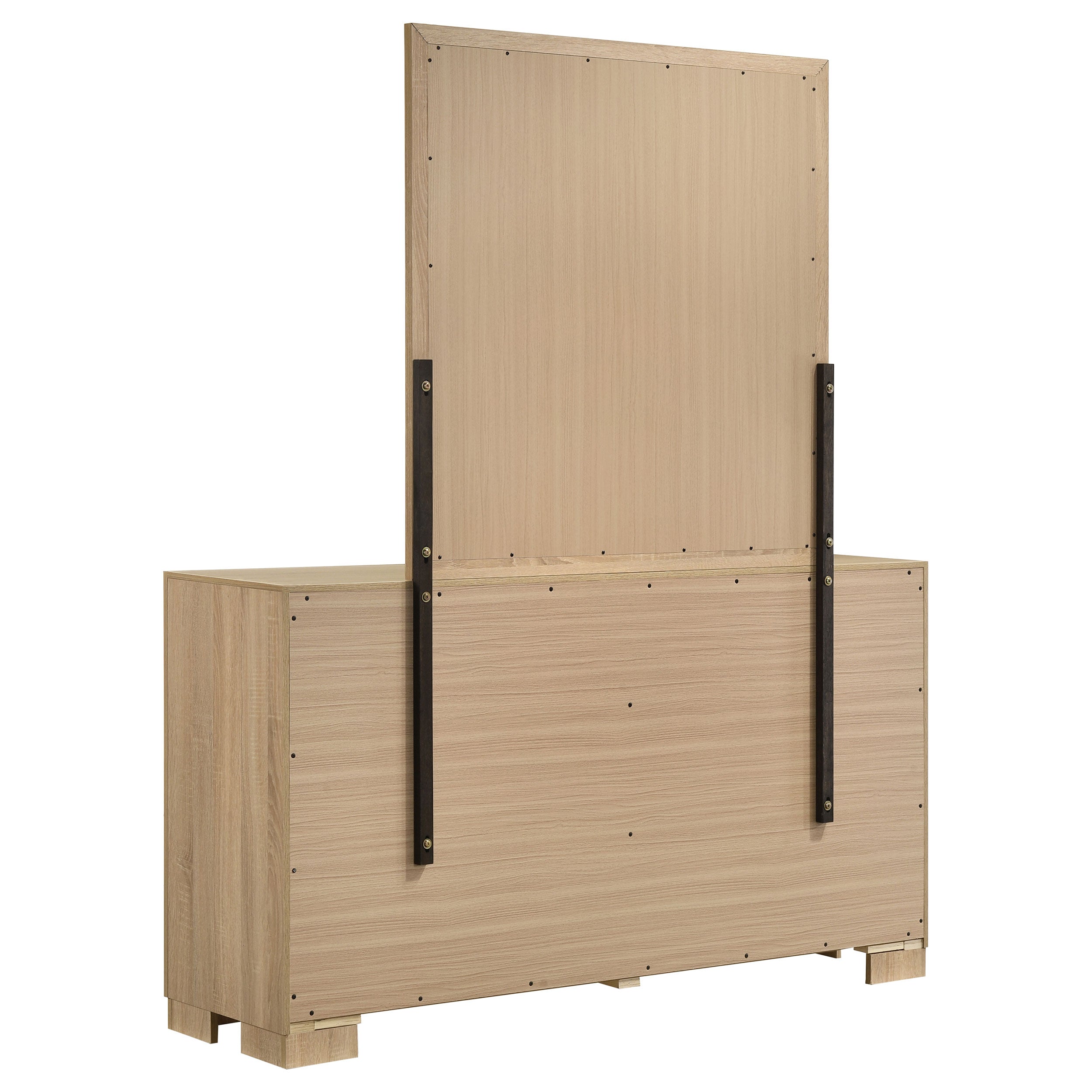 Arielle 6-drawer Bedroom Dresser with Mirror Light Oak — view 4
