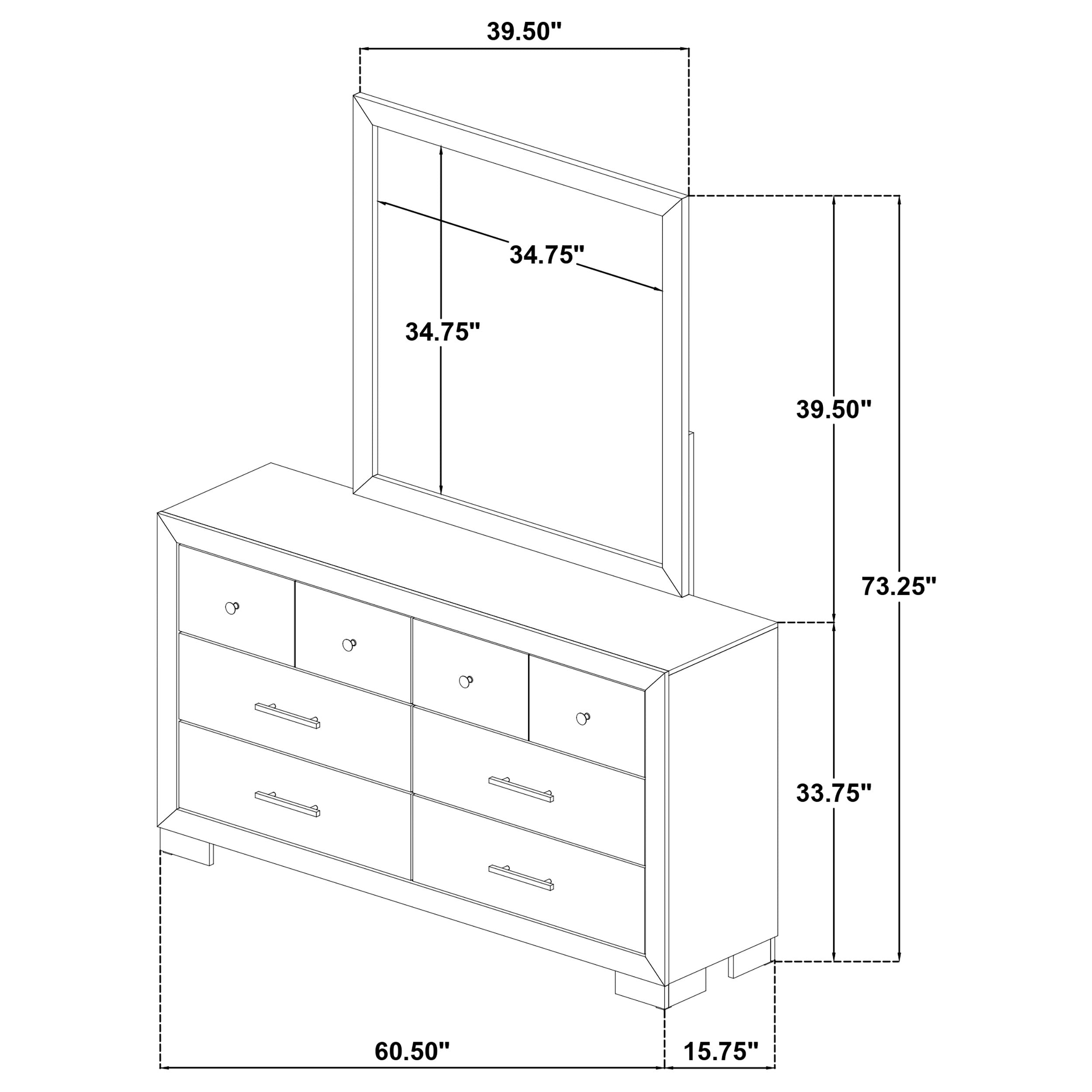 Arielle 6-drawer Bedroom Dresser with Mirror Light Oak — view 11