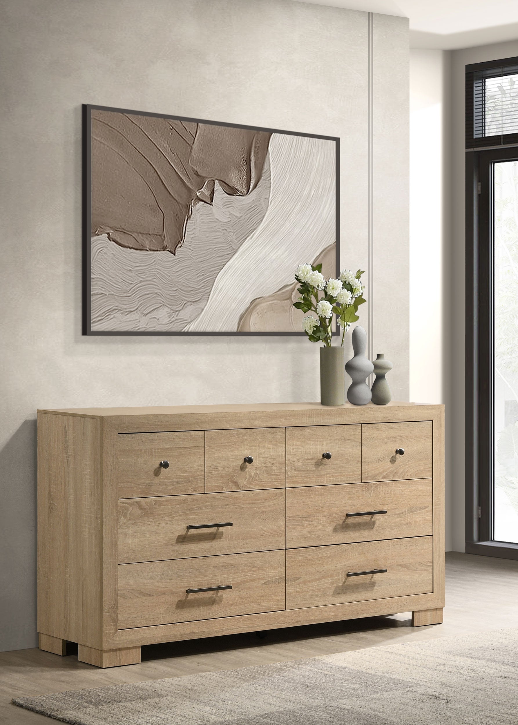 Arielle 6-drawer Bedroom Dresser Cabinet Light Oak — view 2