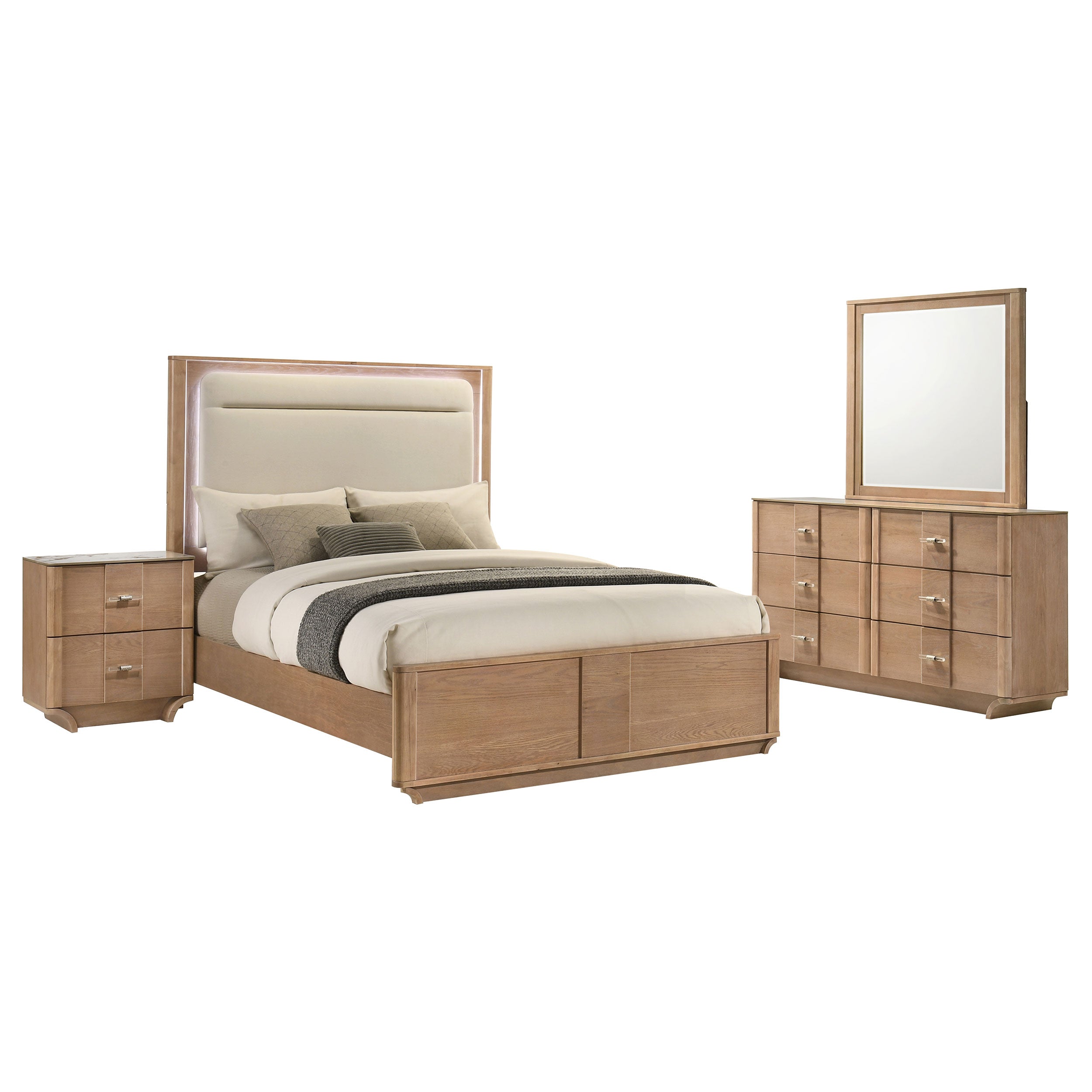 Leanne 4-piece Eastern King Bedroom Set Light Oak — view 2