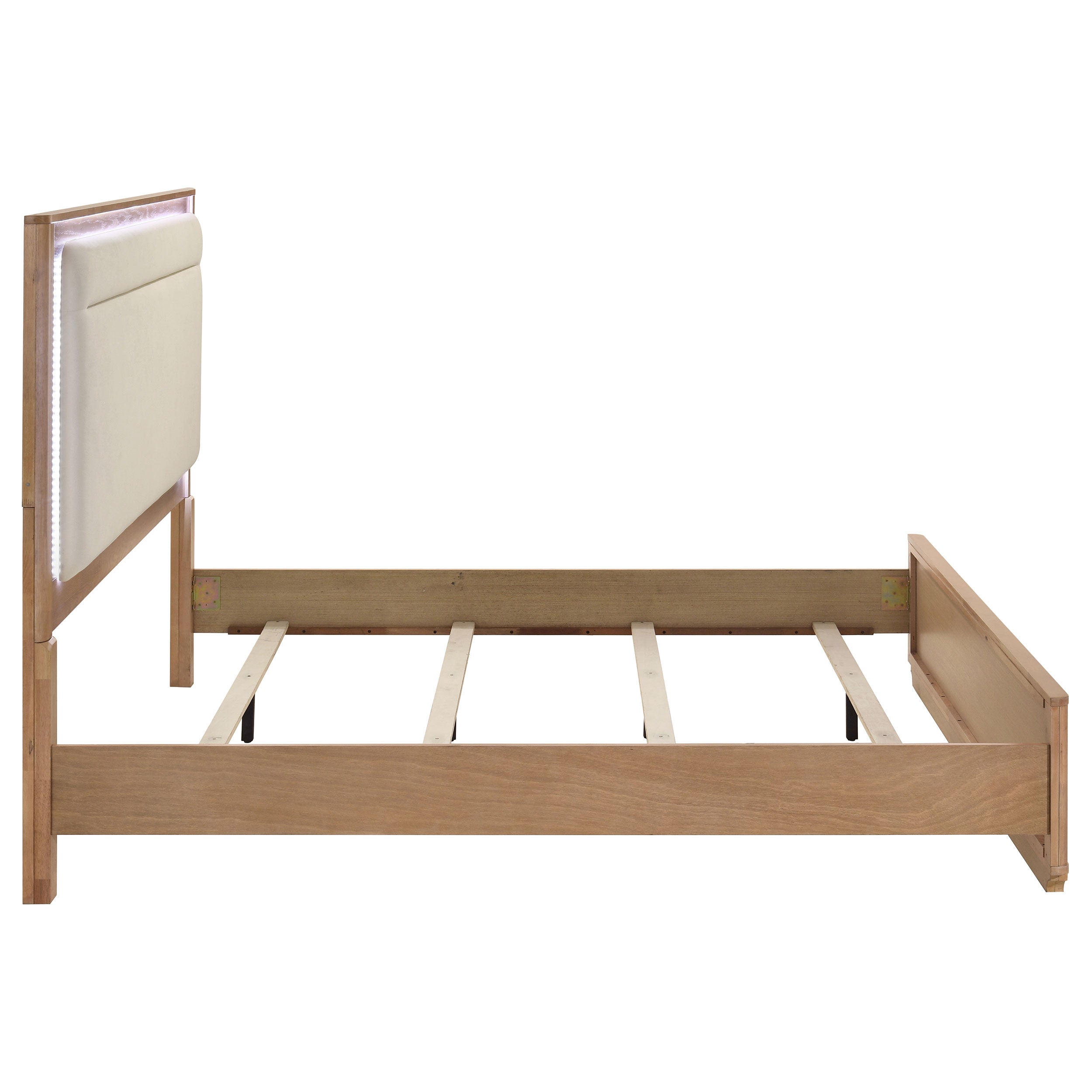 Leanne Eastern King LED Panel Bed Off White and Light Oak — view 6