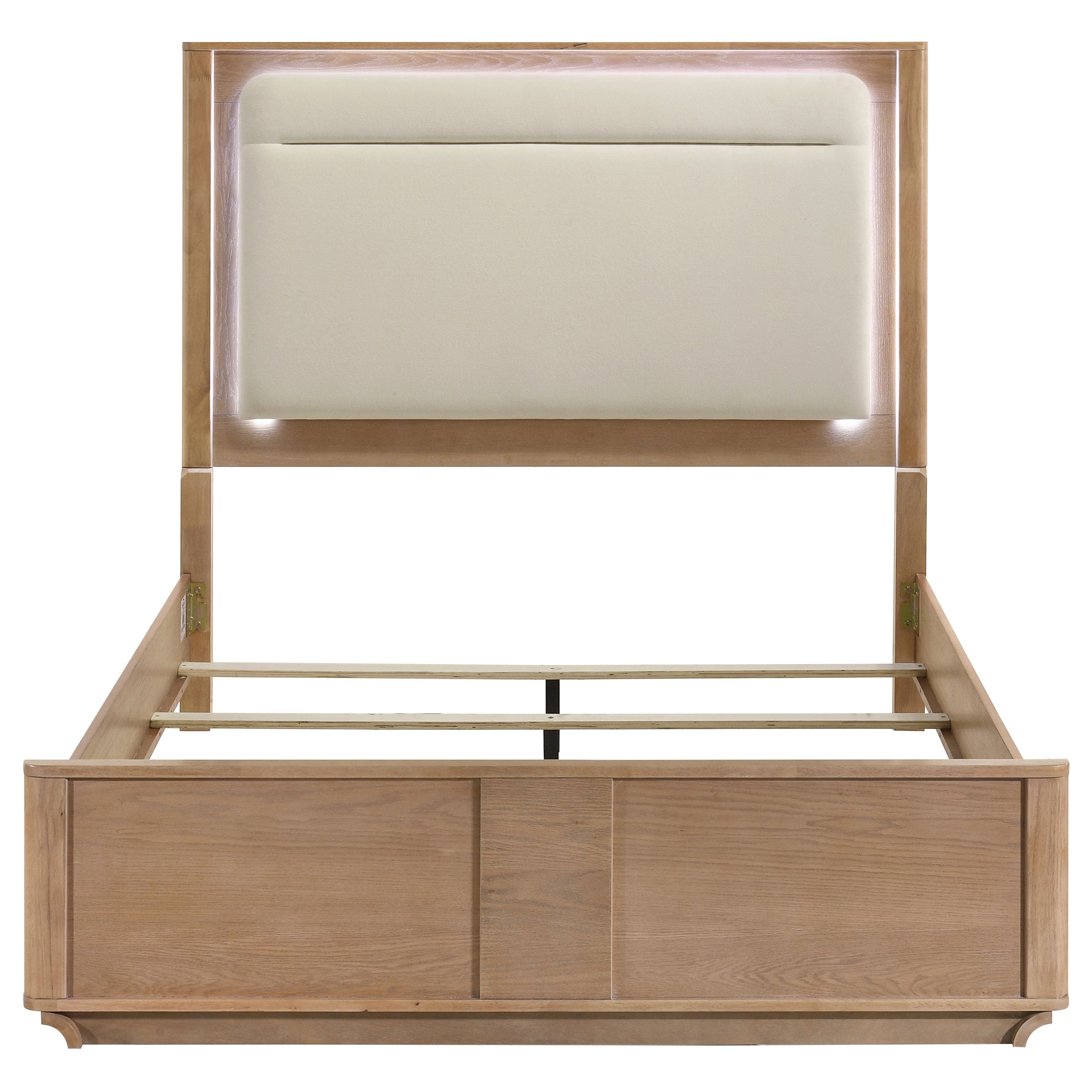 Leanne Queen LED Panel Bed Off White and Light Oak — view 4