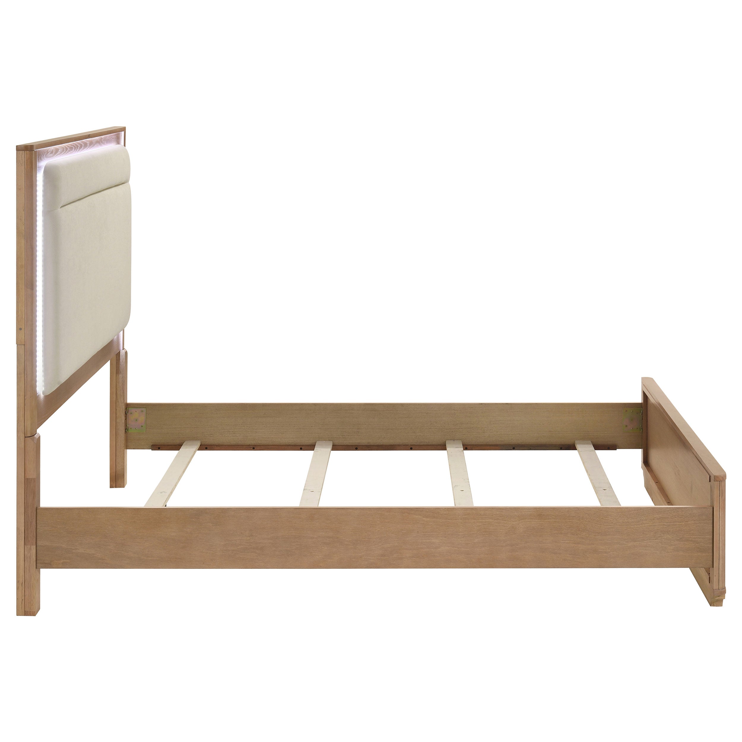 Leanne Queen LED Panel Bed Off White and Light Oak — view 6
