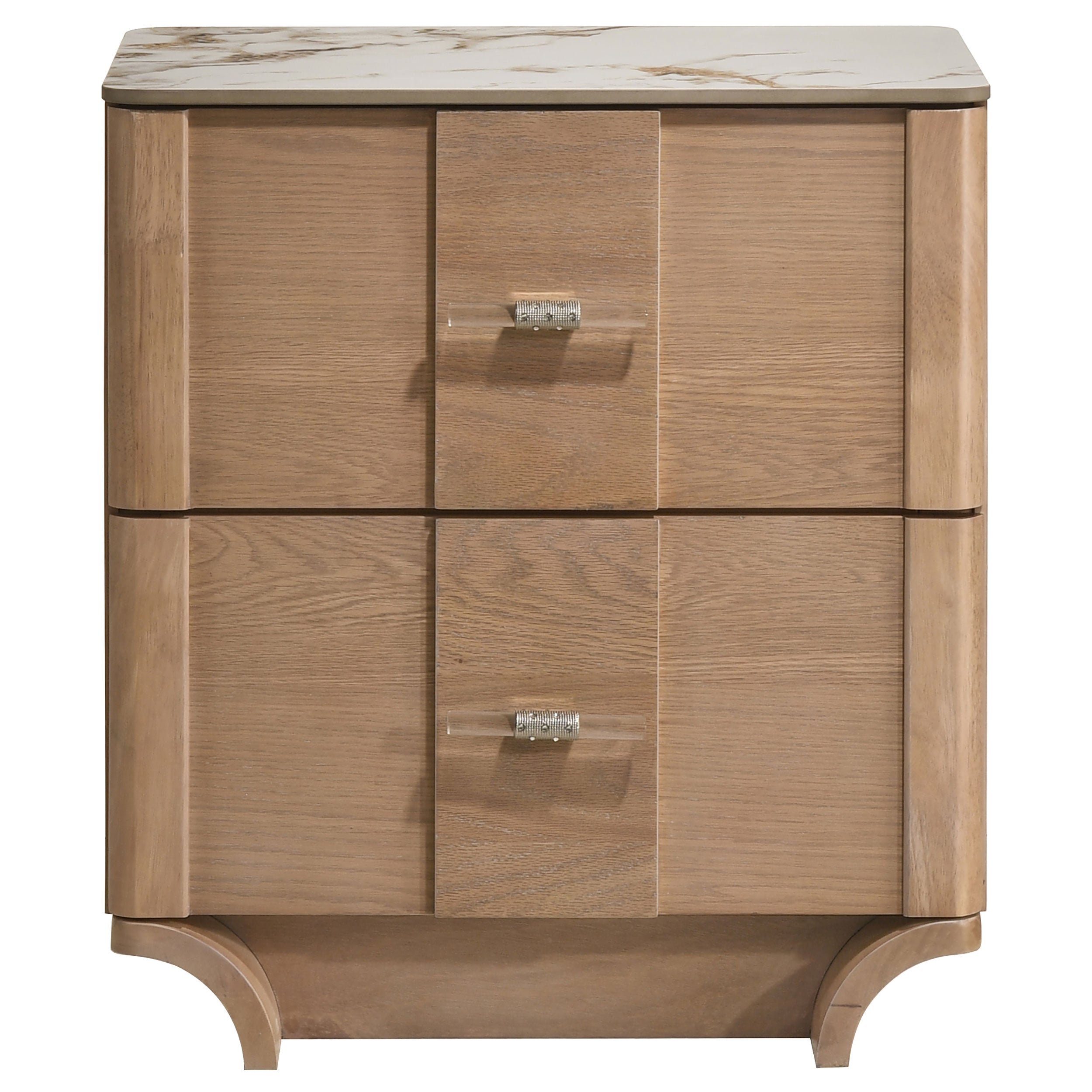 Leanne 2-drawer Sinter Stone Top Nightstand Light Oak — view 3