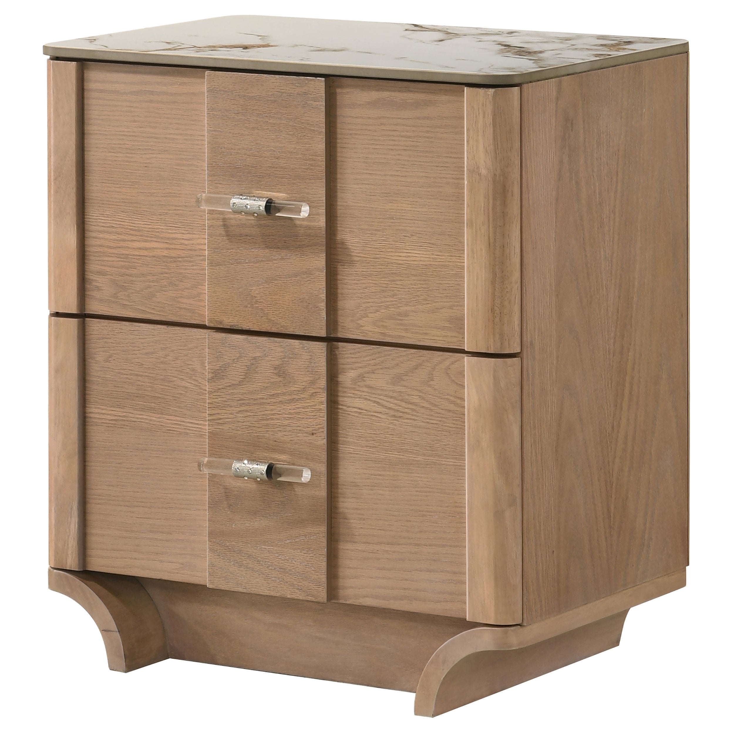 Leanne 2-drawer Sinter Stone Top Nightstand Light Oak — view 4