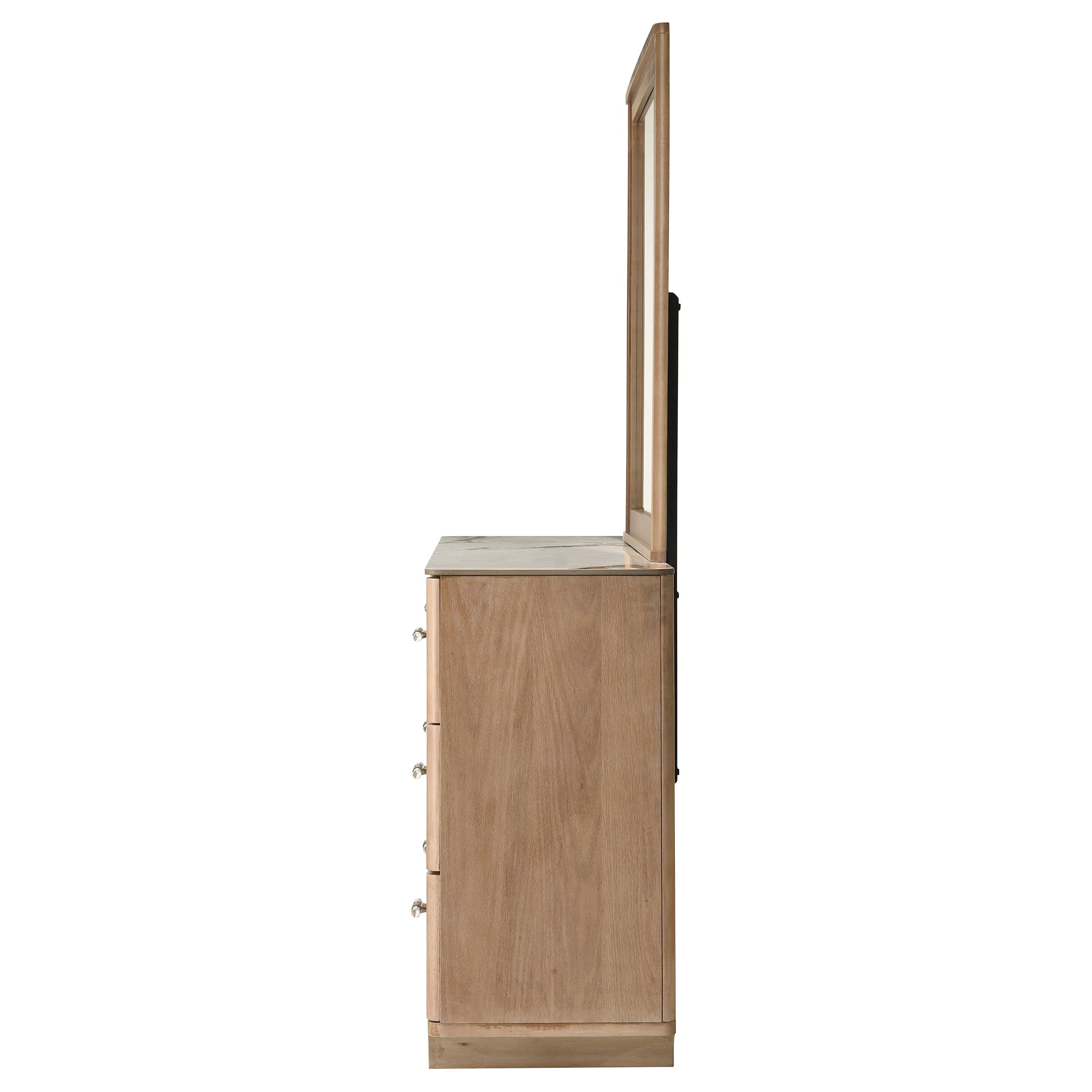 Leanne 6-drawer Sinter Stone Top Dresser and Mirror Light Oak — view 5