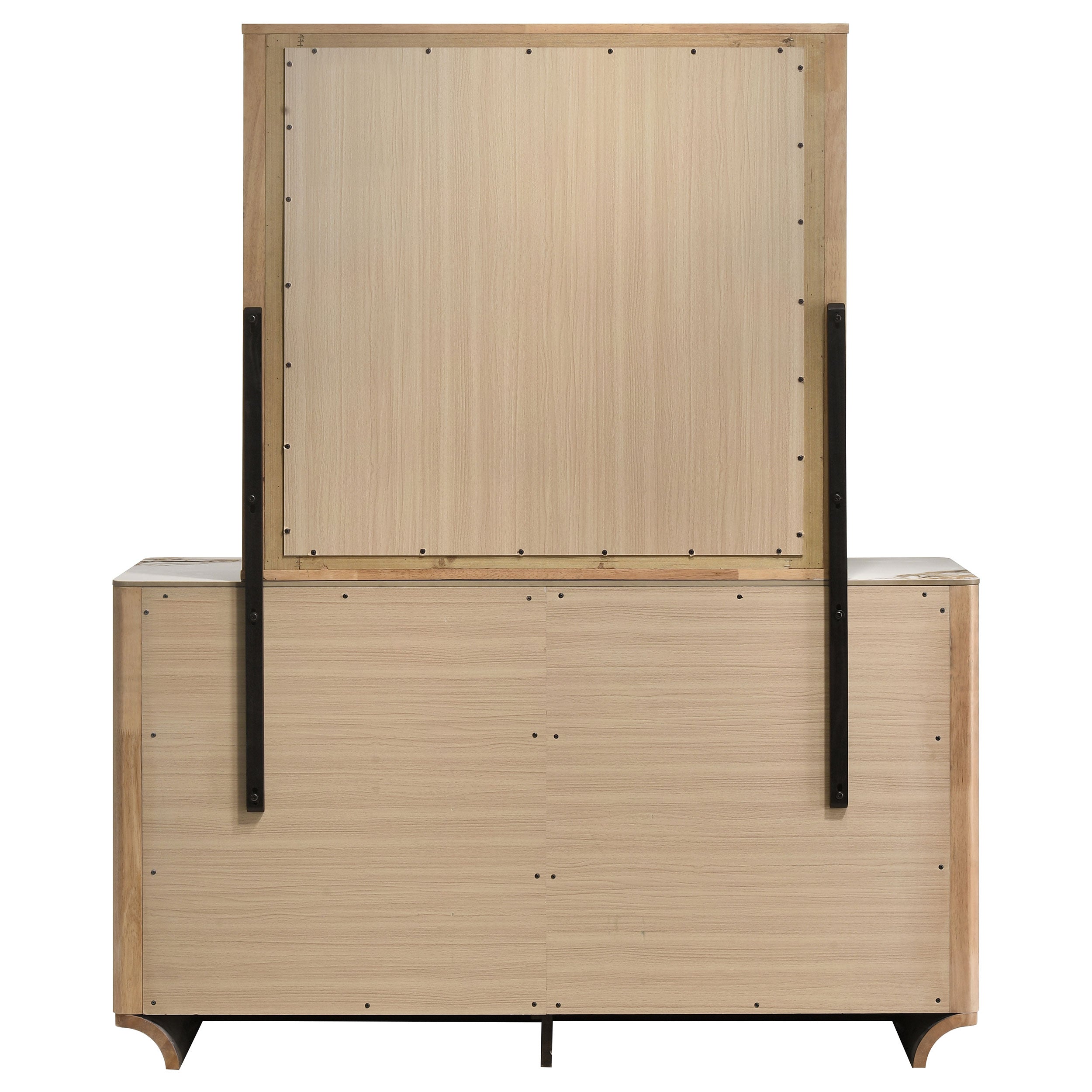 Leanne 6-drawer Sinter Stone Top Dresser and Mirror Light Oak — view 7