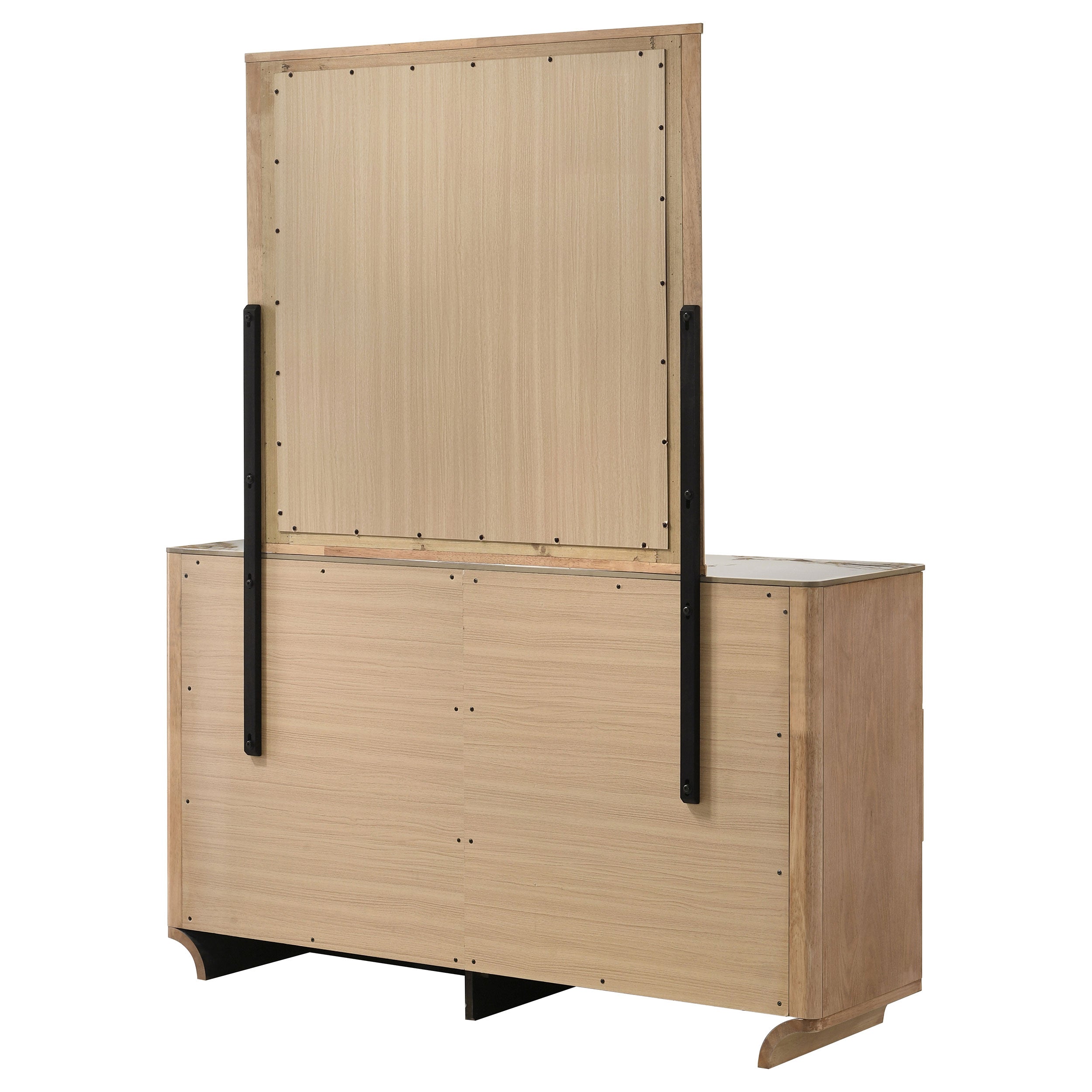 Leanne 6-drawer Sinter Stone Top Dresser and Mirror Light Oak — view 8